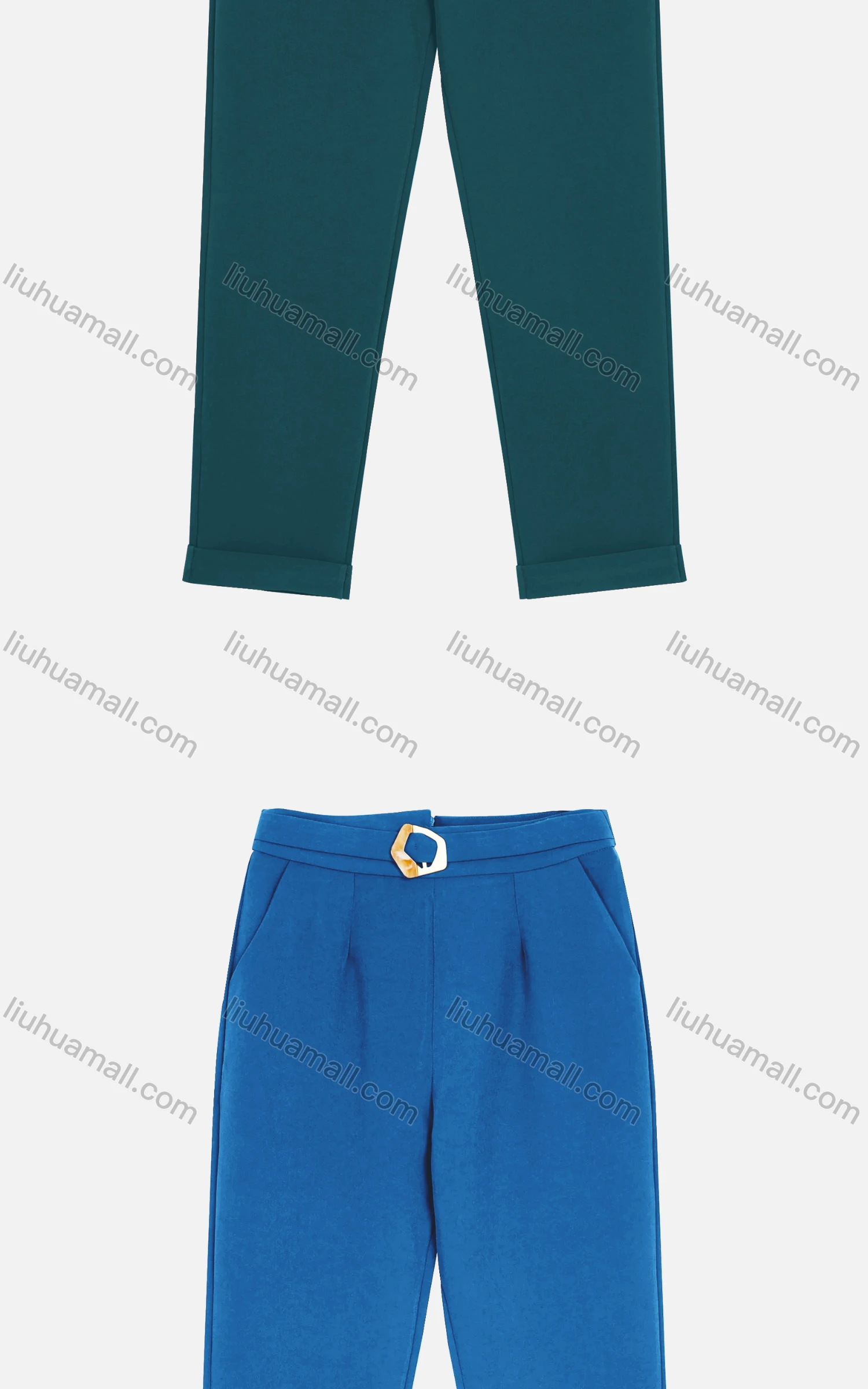 Wholesale Women's Casual Zipper Back Buckle Plain Cigarette Pants - Liuhuamall