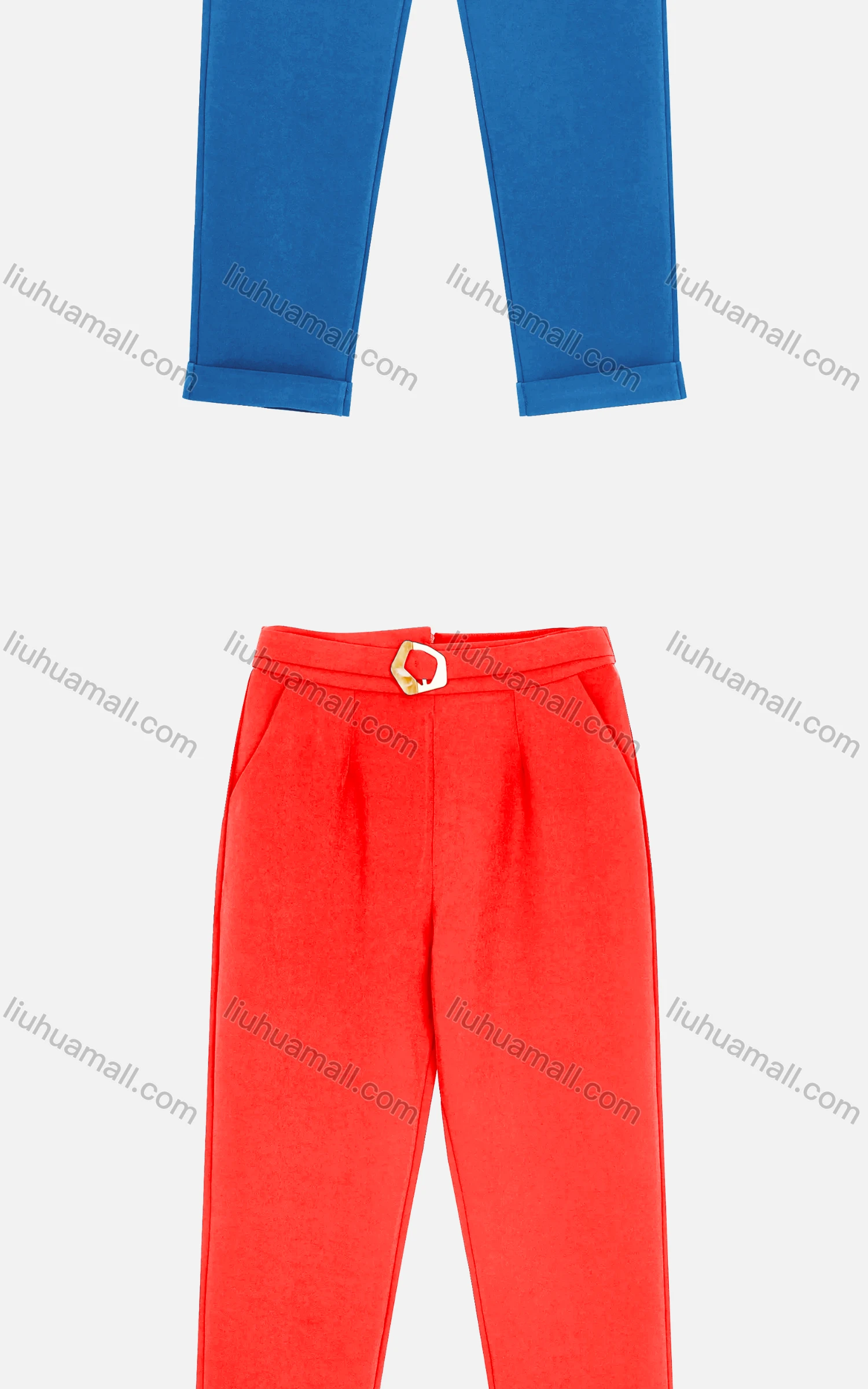 Wholesale Women's Casual Zipper Back Buckle Plain Cigarette Pants - Liuhuamall