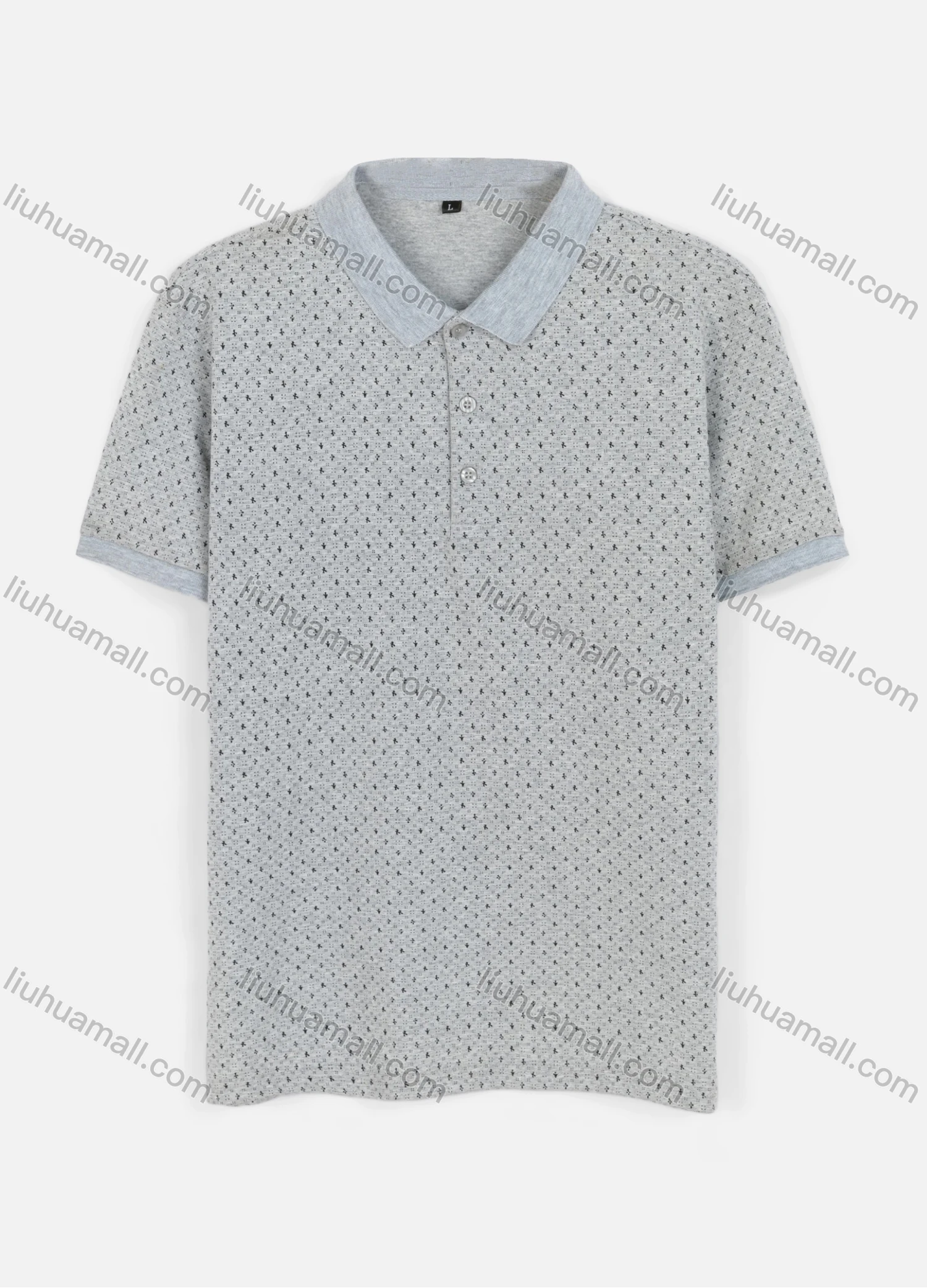 Wholesale Men's Casual Short Sleeve Allover Print Button Polo Shirts - Liuhuamall