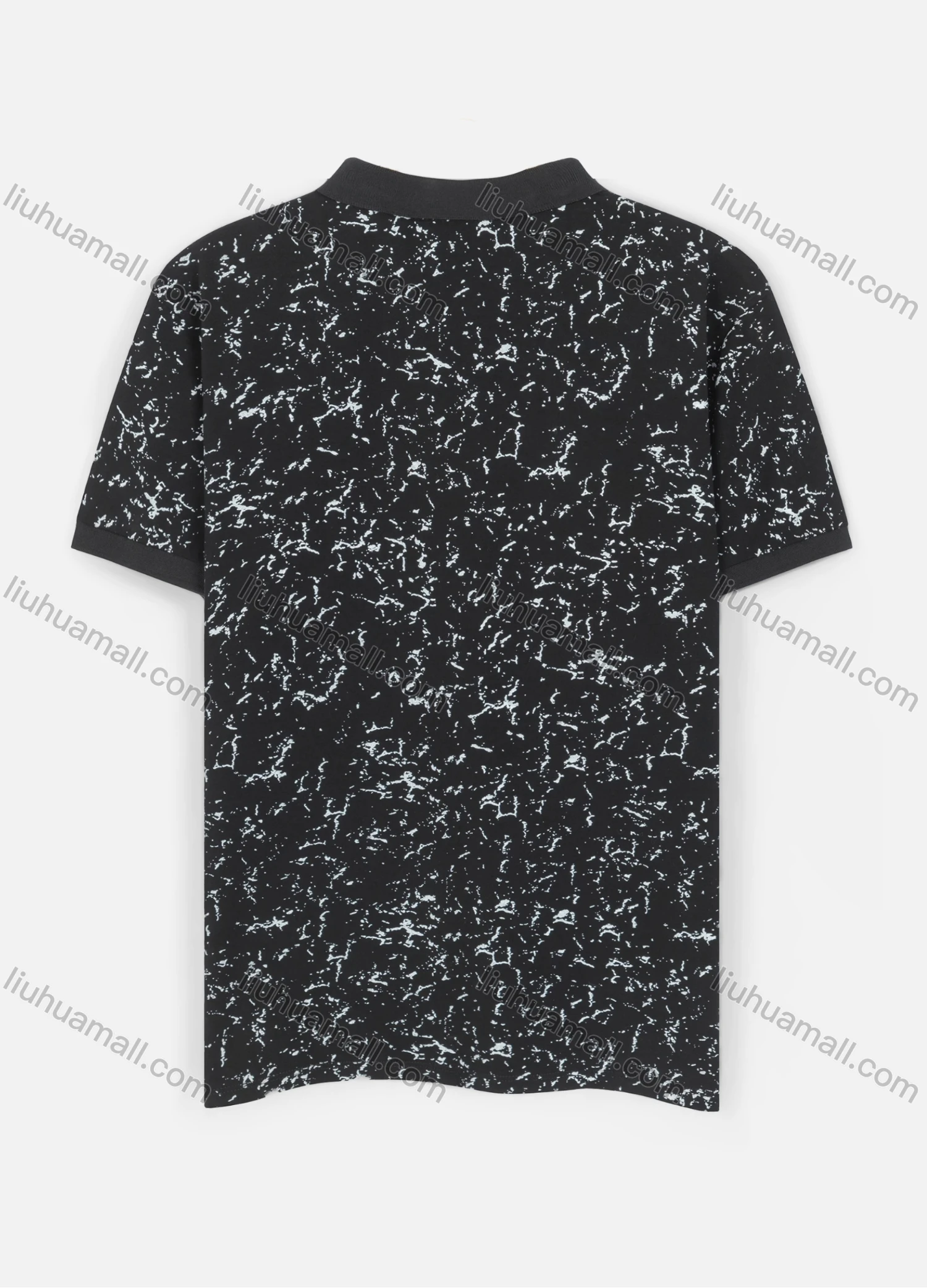 Wholesale Men's Casual Short Sleeve Allover Print Button Front Polo Shirts - Liuhuamall