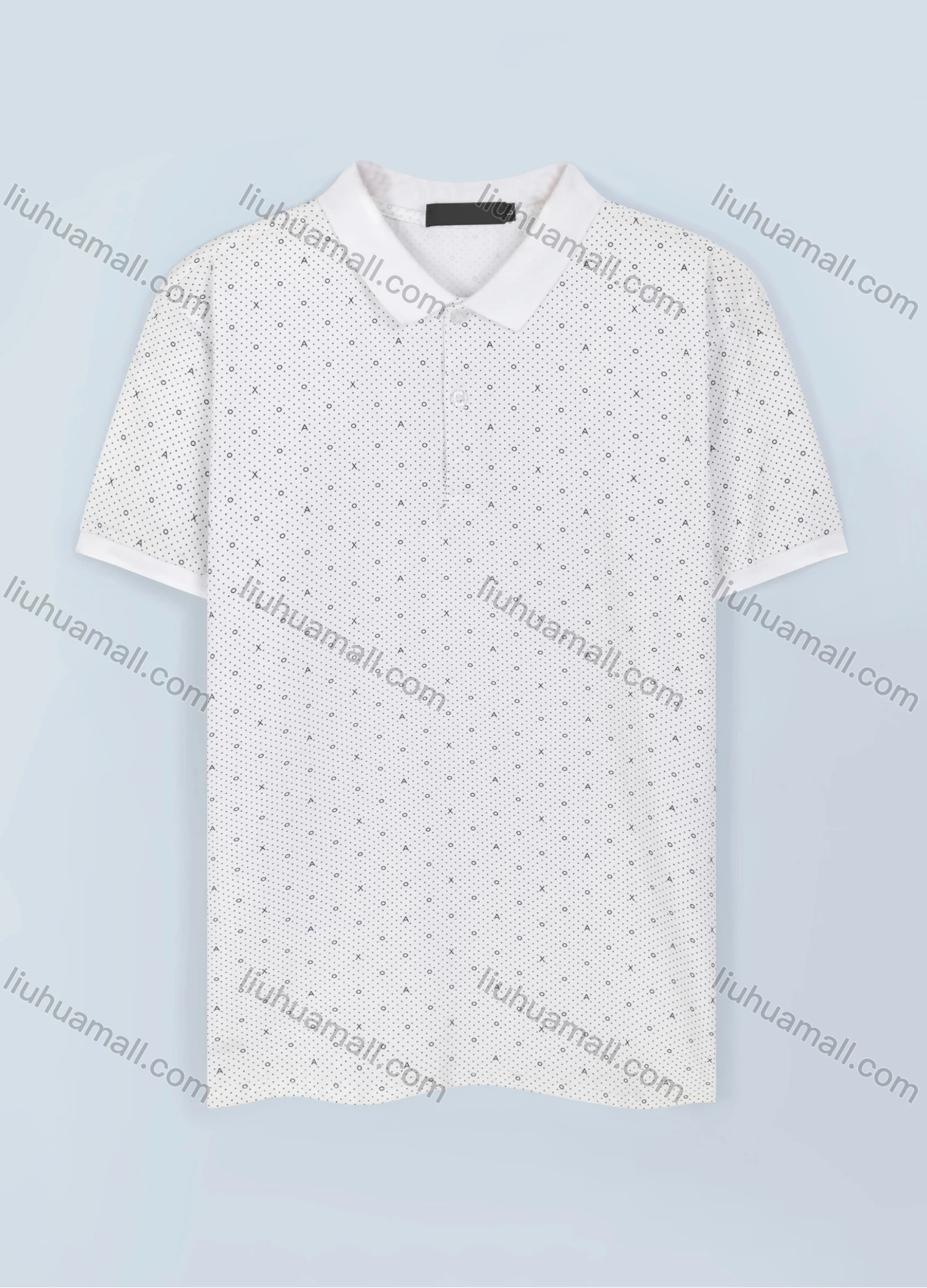 Wholesale Men's Casual Short Sleeve Allover Print Button Front Polo Shirts - Liuhuamall