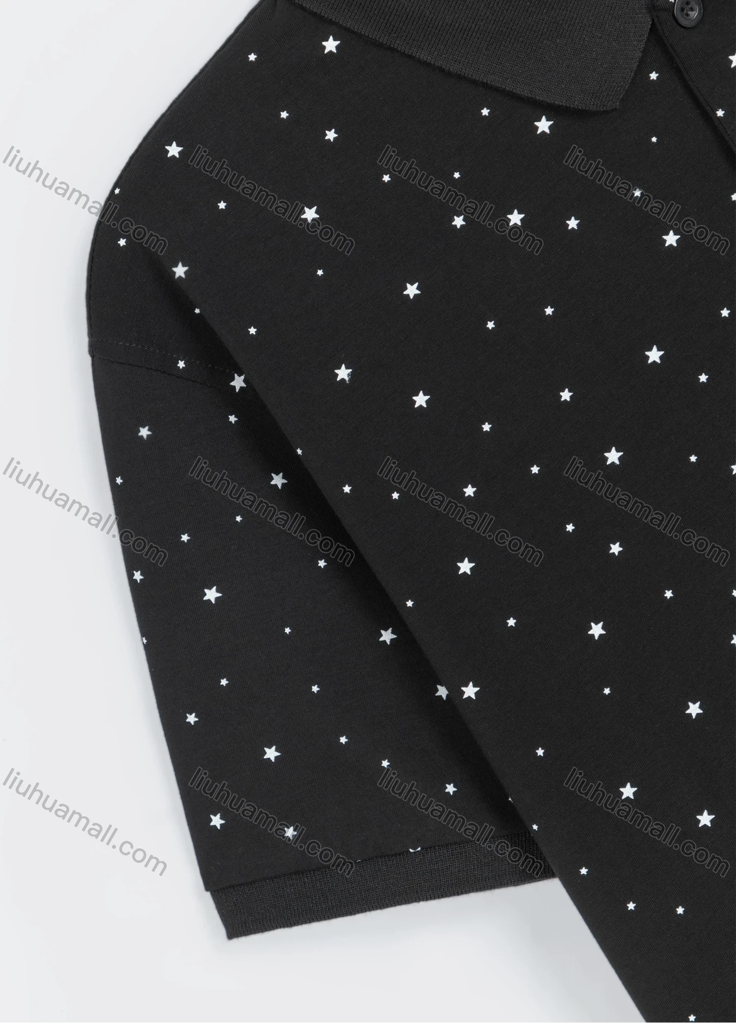 Wholesale Men's Casual Short Sleeve Allover Star Print Daily Polo Shirt - Liuhuamall