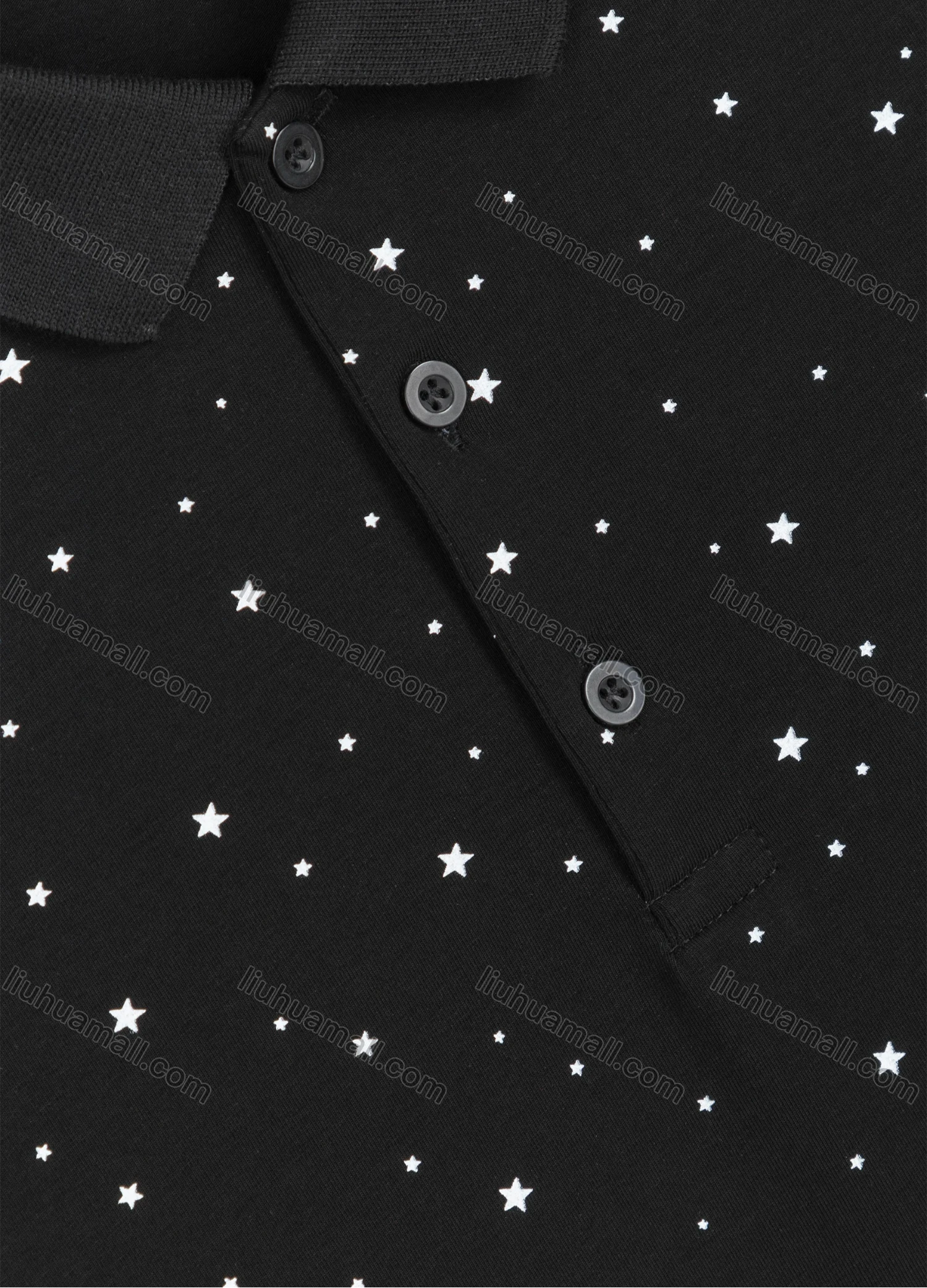 Wholesale Men's Casual Short Sleeve Allover Star Print Daily Polo Shirt - Liuhuamall