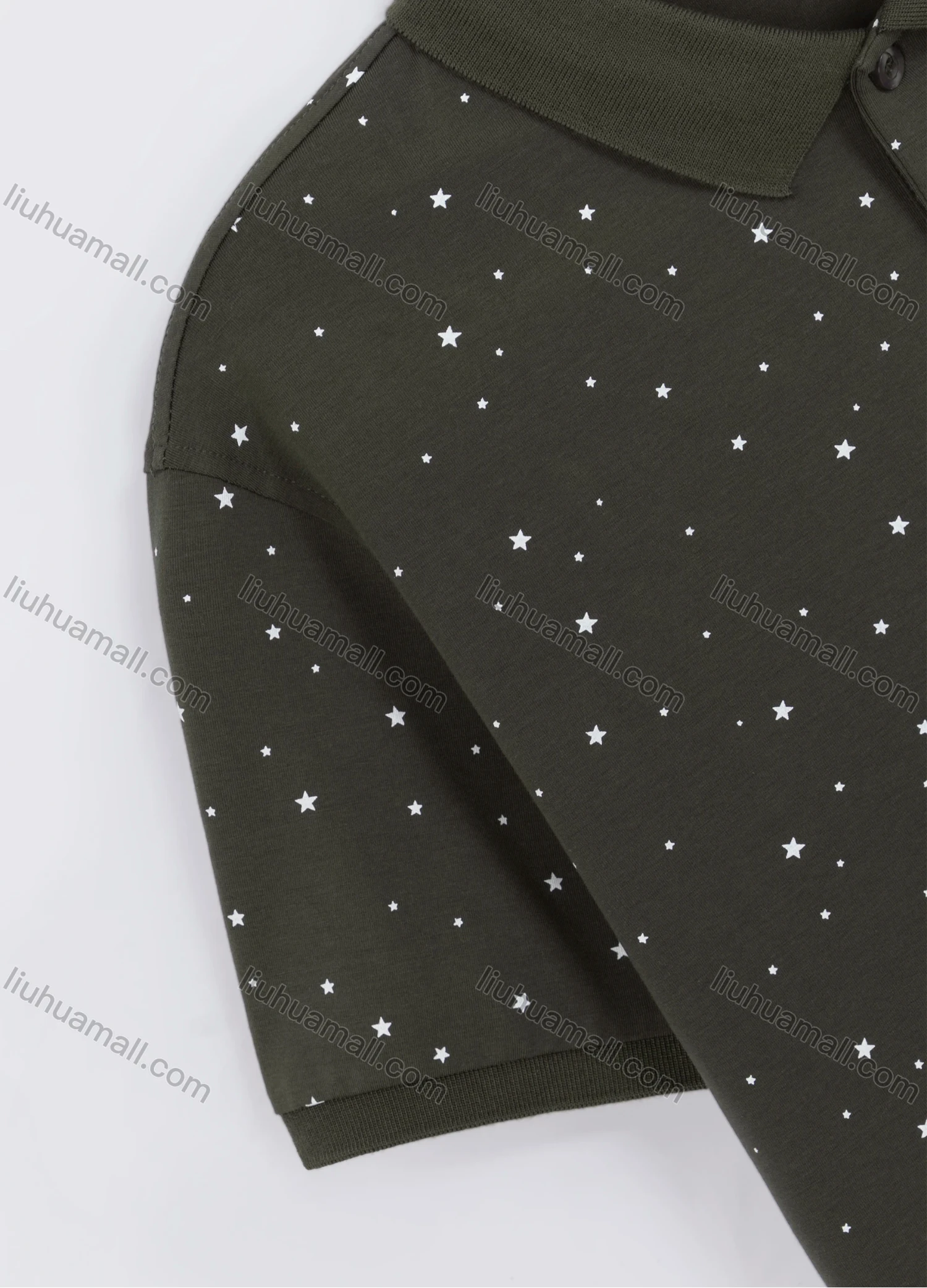 Wholesale Men's Casual Short Sleeve Allover Star Print Daily Polo Shirt - Liuhuamall