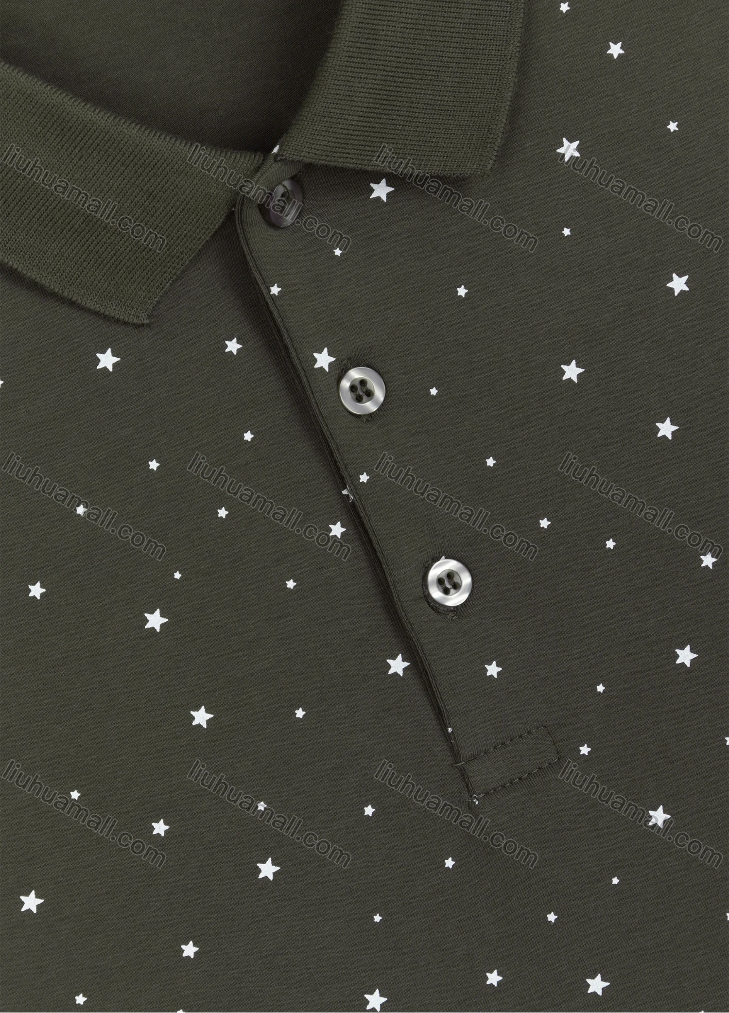 Wholesale Men's Casual Short Sleeve Allover Star Print Daily Polo Shirt - Liuhuamall