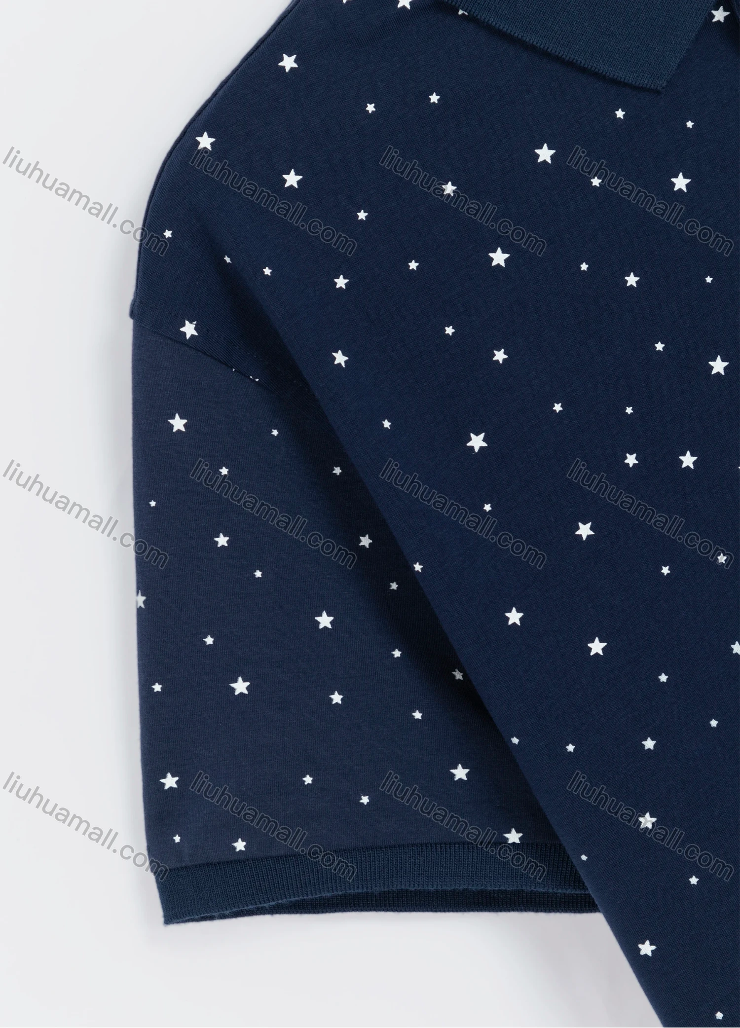 Wholesale Men's Casual Short Sleeve Allover Star Print Daily Polo Shirt - Liuhuamall