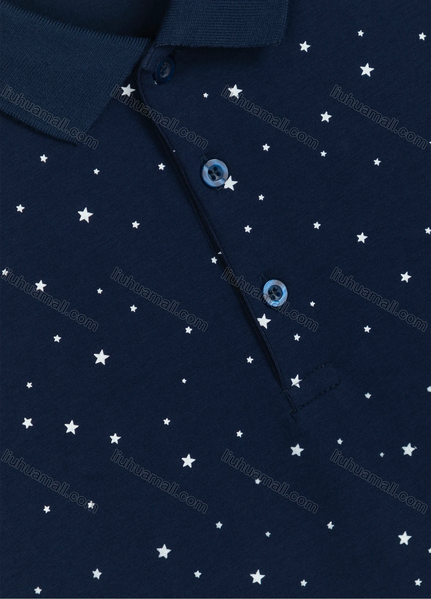 Wholesale Men's Casual Short Sleeve Allover Star Print Daily Polo Shirt - Liuhuamall