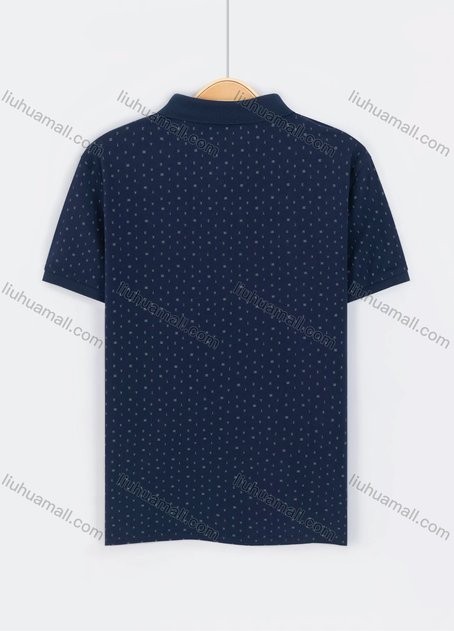 Wholesale Men's Casual Short Sleeve Allover Letter Print Daily Polo Shirt - Liuhuamall