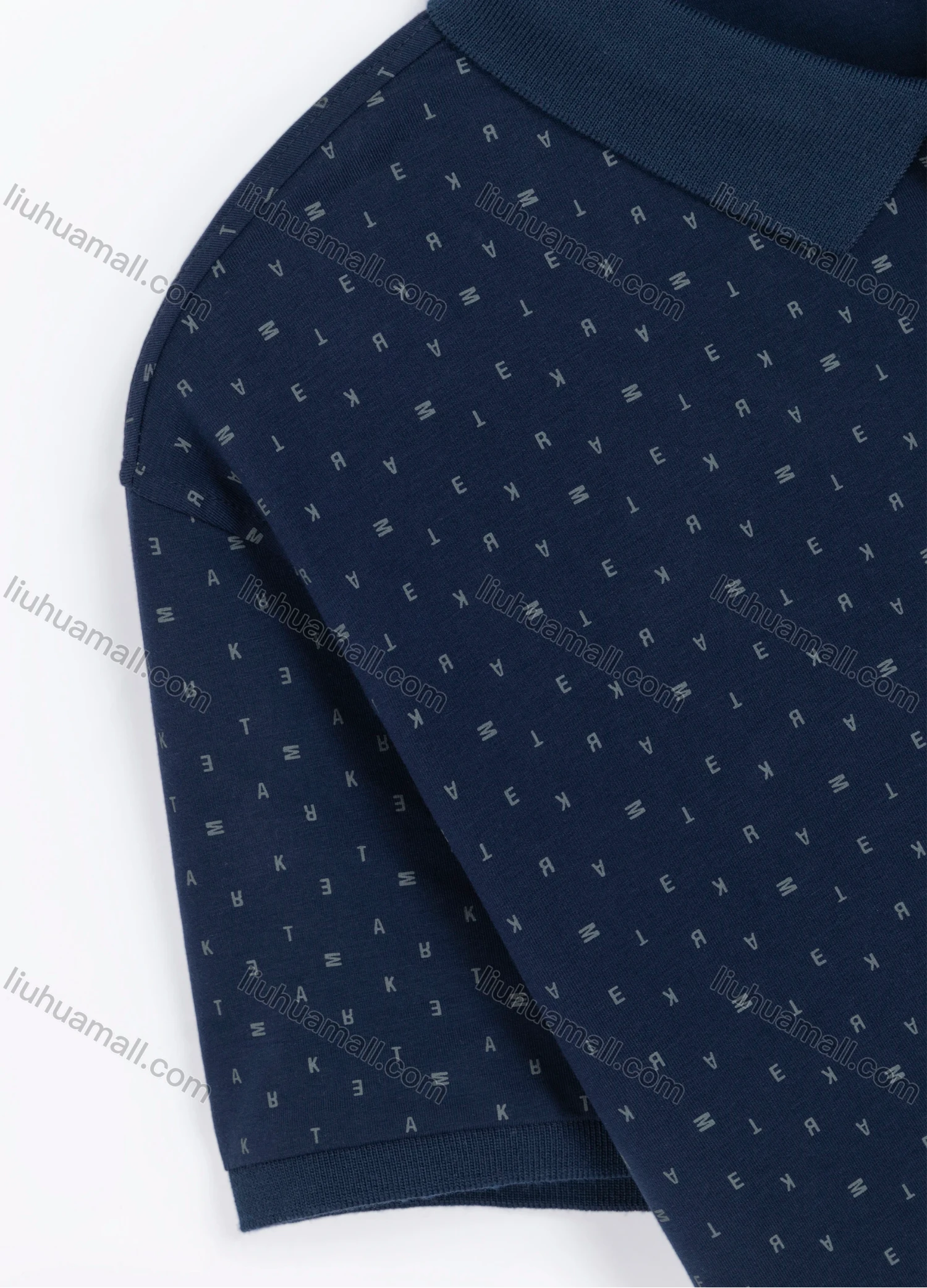 Wholesale Men's Casual Short Sleeve Allover Letter Print Daily Polo Shirt - Liuhuamall