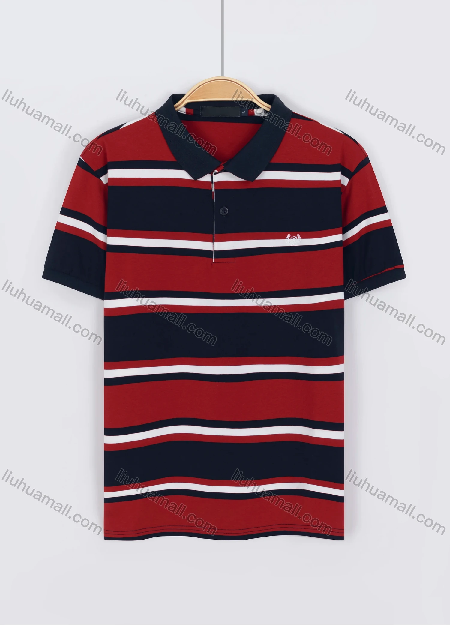 Wholesale Men's Casual Short Sleeve Multi-Striped Daily Polo Shirt - Liuhuamall