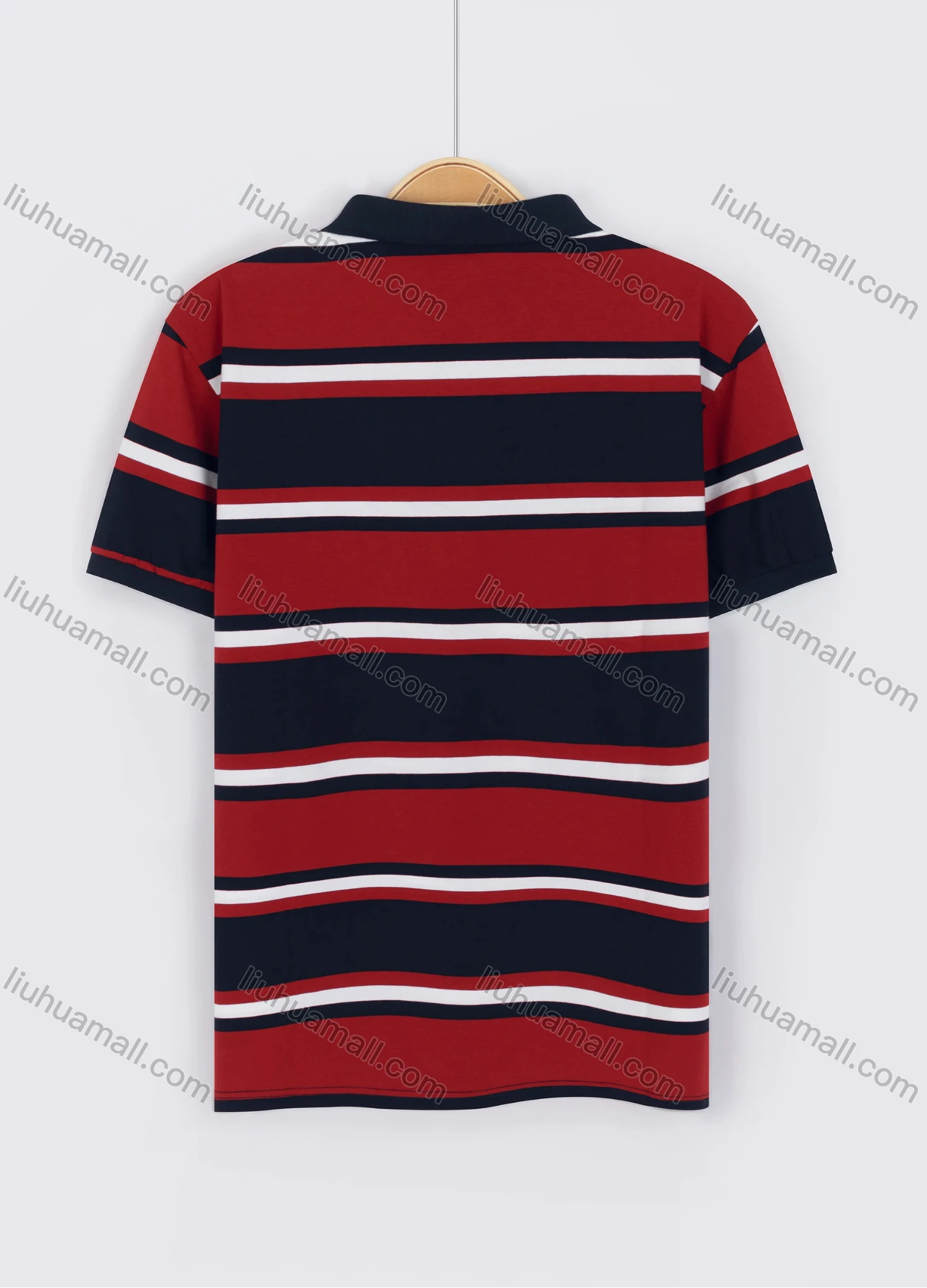 Wholesale Men's Casual Short Sleeve Multi-Striped Daily Polo Shirt - Liuhuamall