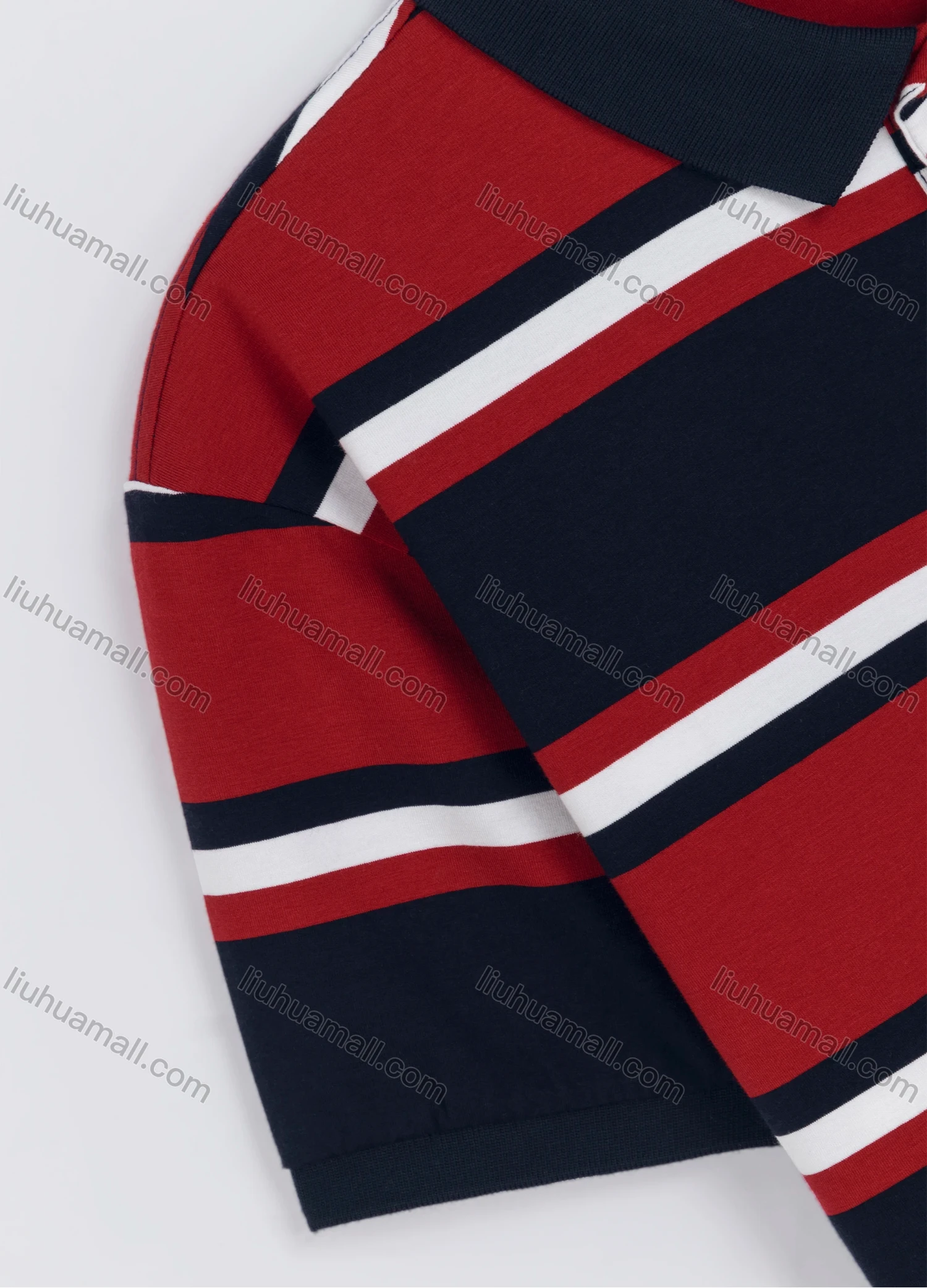 Wholesale Men's Casual Short Sleeve Multi-Striped Daily Polo Shirt - Liuhuamall