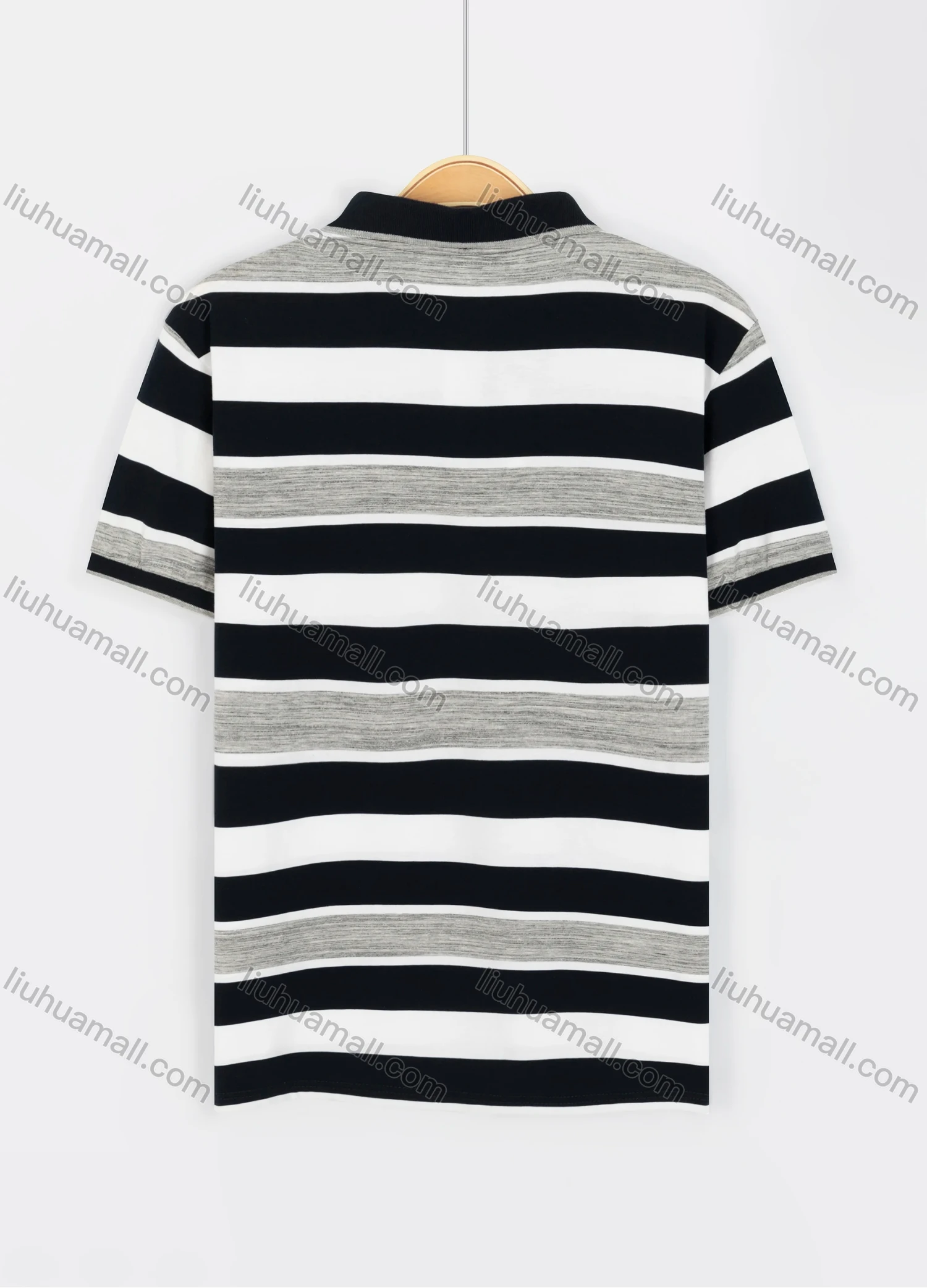 Wholesale Men's Casual Short Sleeve Multi-Striped Embroidered Daily Polo Shirt - Liuhuamall