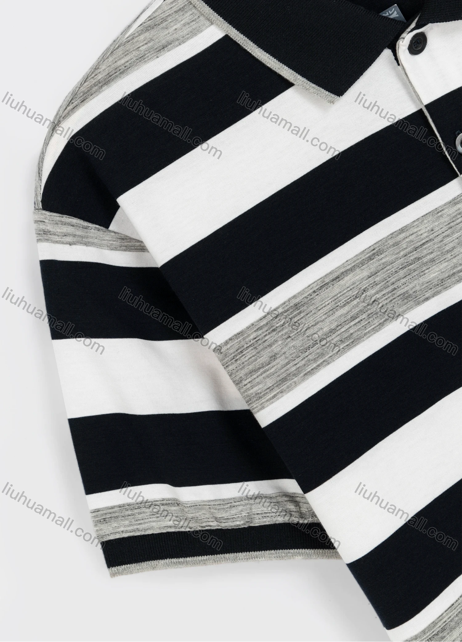 Wholesale Men's Casual Short Sleeve Multi-Striped Embroidered Daily Polo Shirt - Liuhuamall