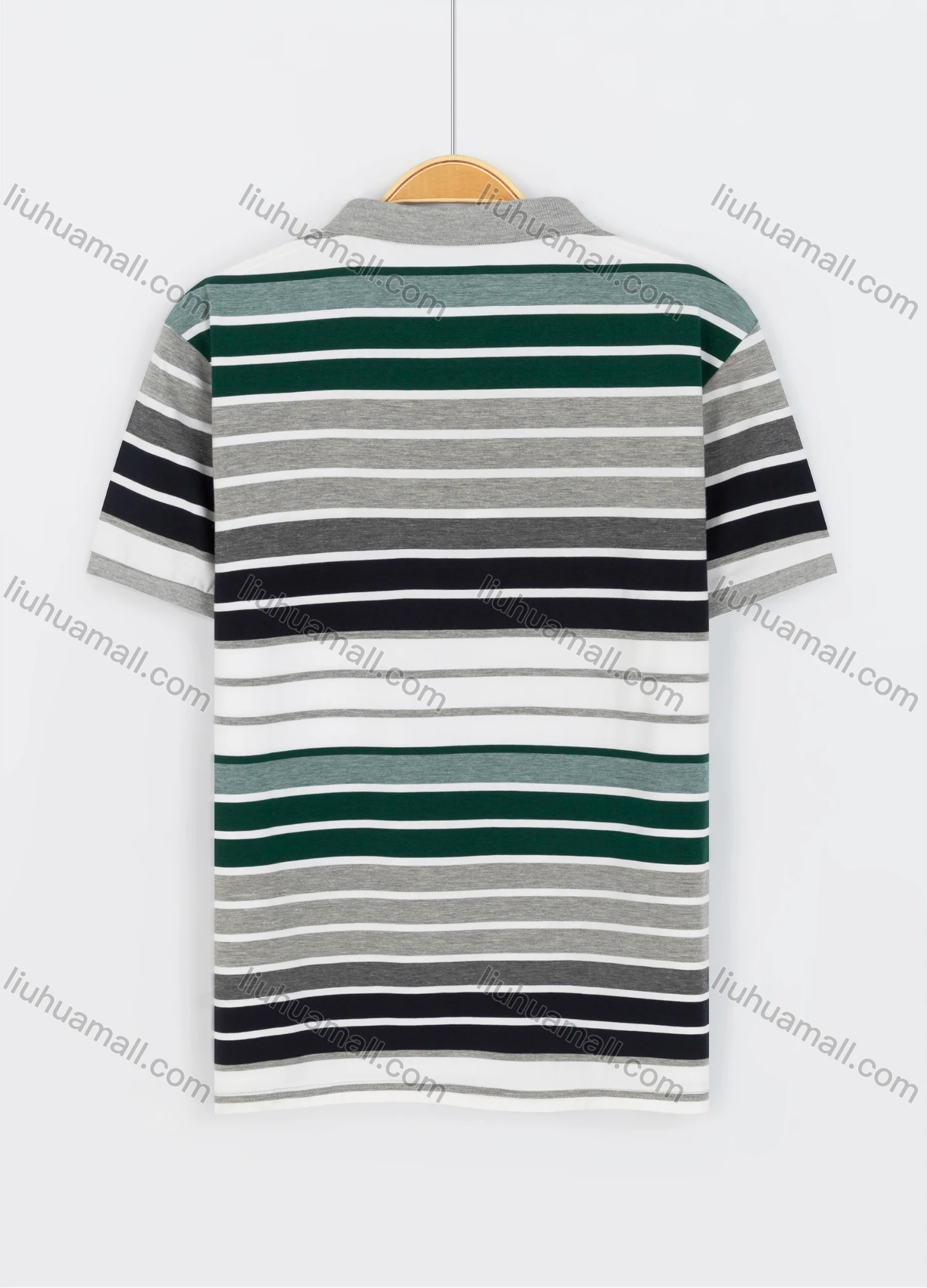 Wholesale Men's Casual Short Sleeve Multi-color Striped Daily Polo Shirt - Liuhuamall