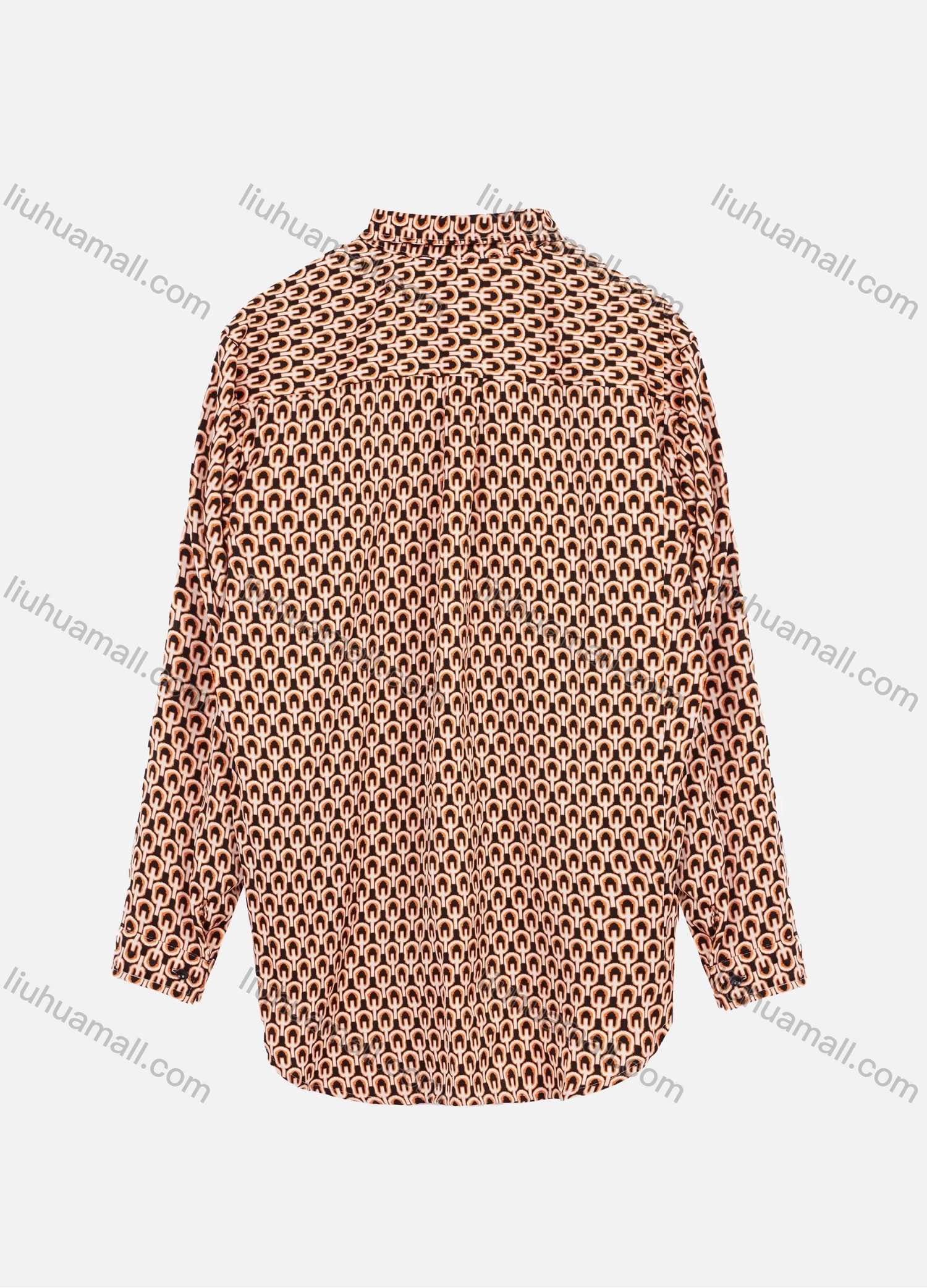 Wholesale Women's Long Sleeve Button Down Allover Print Tunic Top - Liuhuamall