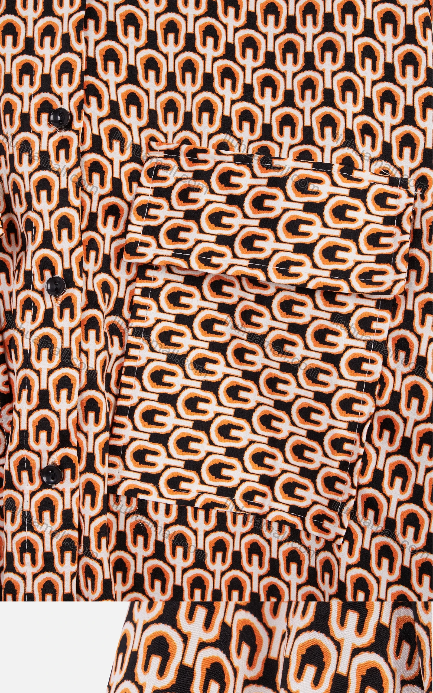 Wholesale Women's Long Sleeve Button Down Allover Print Tunic Top - Liuhuamall