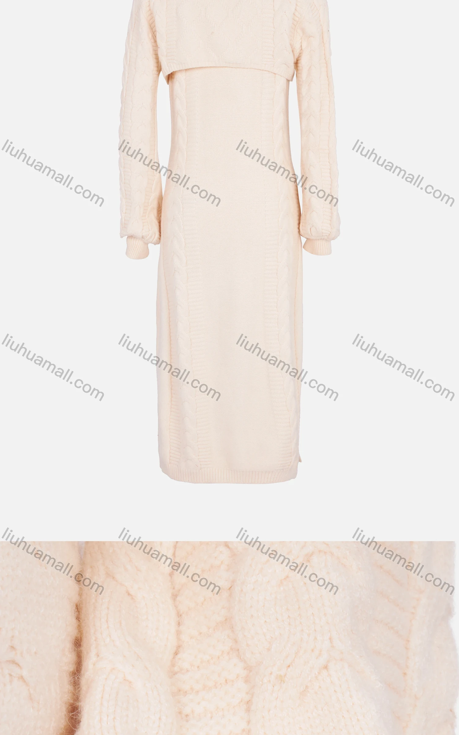 Wholesale Women's Casual Long Sleeve Cable Knit Cami Dress 2 Piece Set - Liuhuamall