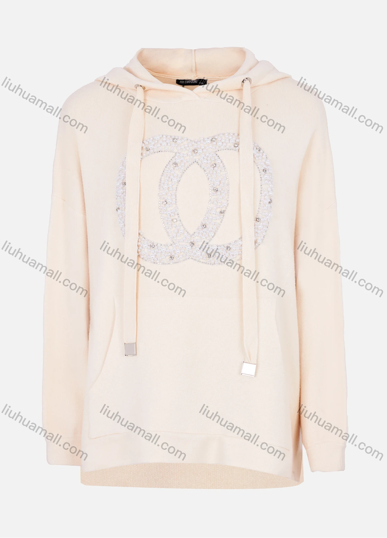 Wholesale Women's Casual Long Sleeve Pearl Drawstring Pullover Sweatshirt Hoodie - Liuhuamall
