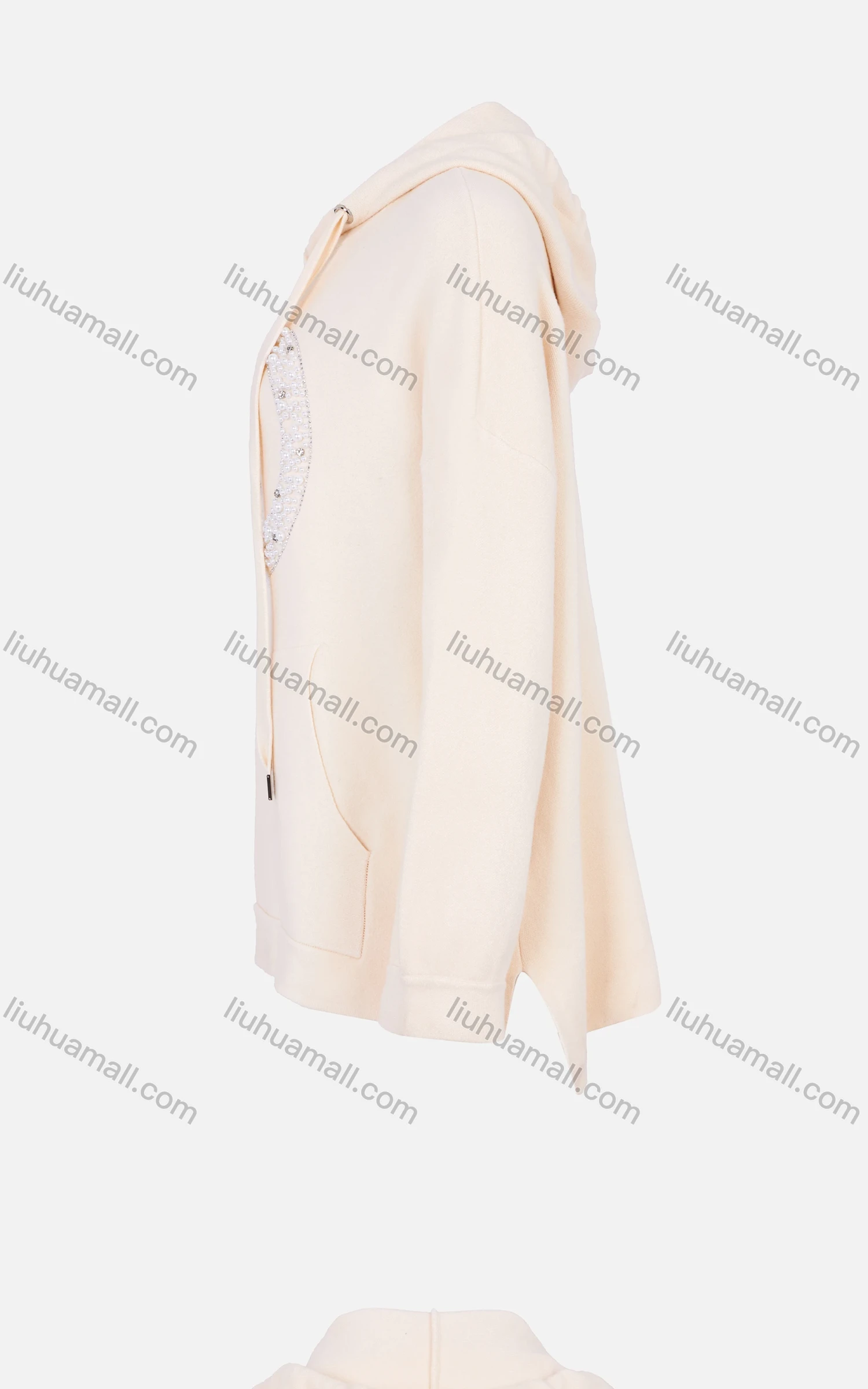 Wholesale Women's Casual Long Sleeve Pearl Drawstring Pullover Sweatshirt Hoodie - Liuhuamall