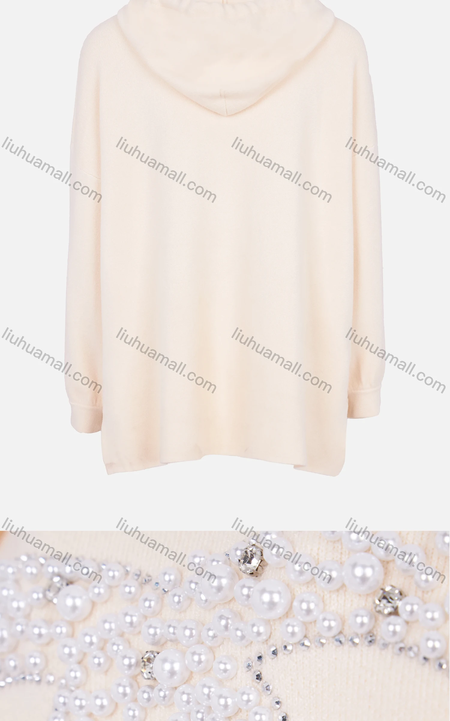 Wholesale Women's Casual Long Sleeve Pearl Drawstring Pullover Sweatshirt Hoodie - Liuhuamall