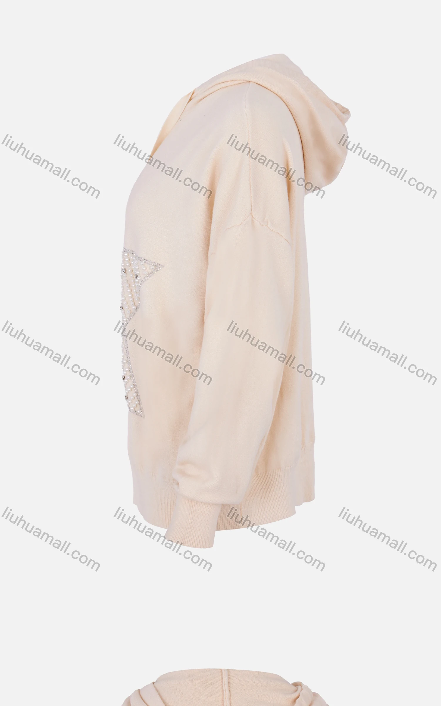 Wholesale Women's Casual Long Sleeve Rhinestone Pearl Star Hoodie Sweatshirt - Liuhuamall