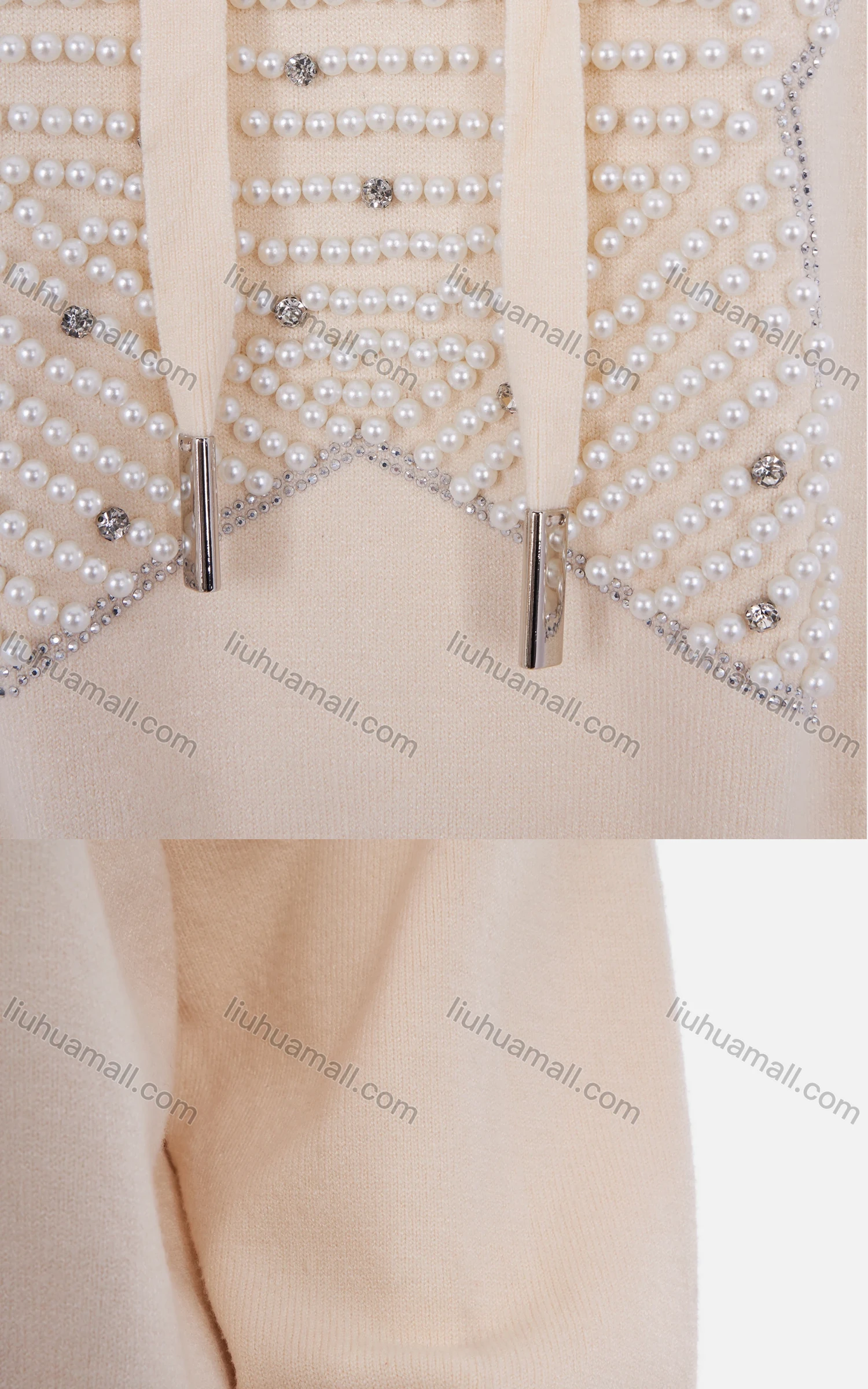 Wholesale Women's Casual Long Sleeve Rhinestone Pearl Star Hoodie Sweatshirt - Liuhuamall