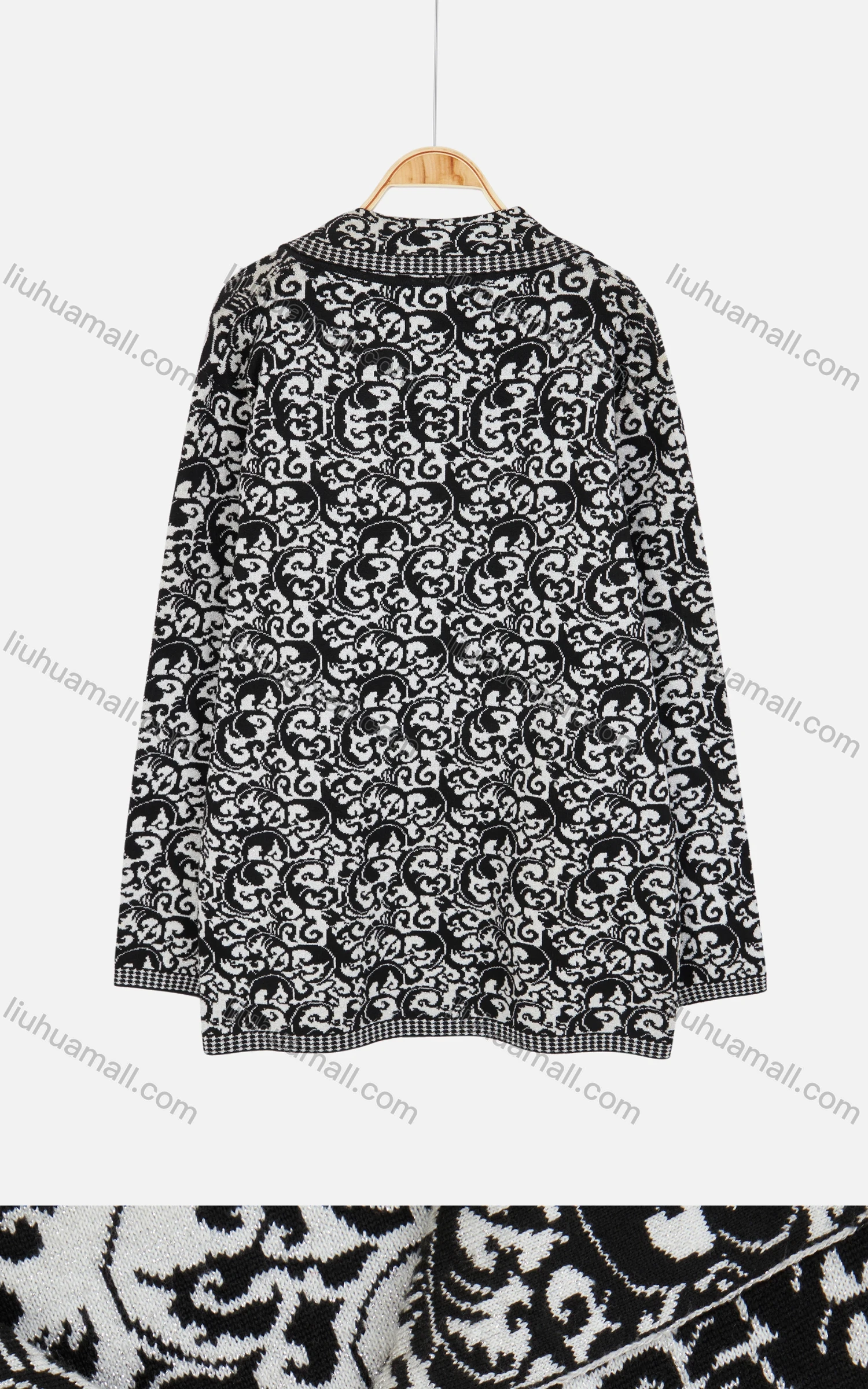 Wholesale Women's Long Sleeve Collared Buttons Down Allover Floral Print Dual Pockets Knit Jacket 1214# - Liuhuamall