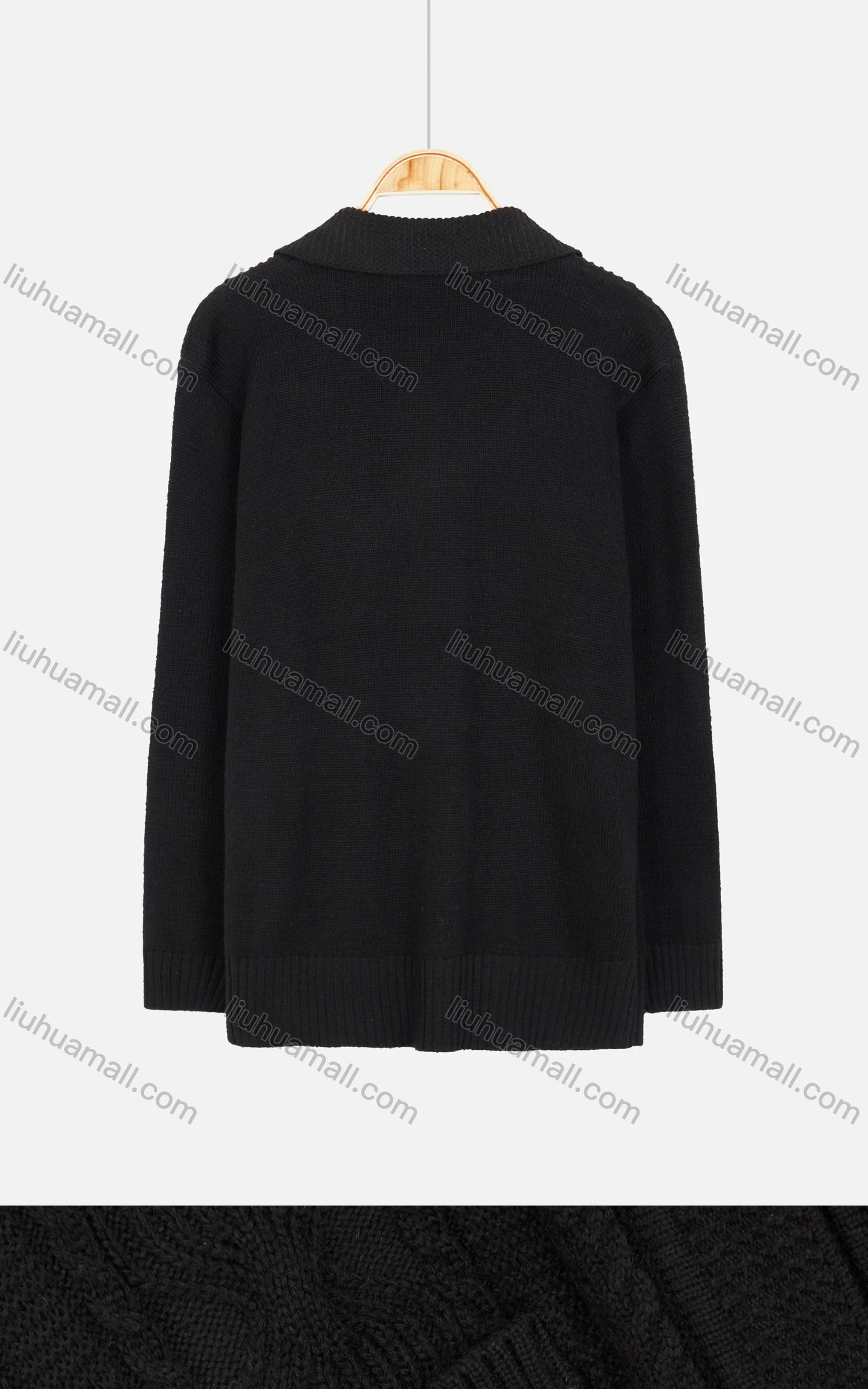 Wholesale Women's Plain Collared Button Open Front Long Sleeve Cable Knit Dual Pockets Jacket 3689# - Liuhuamall