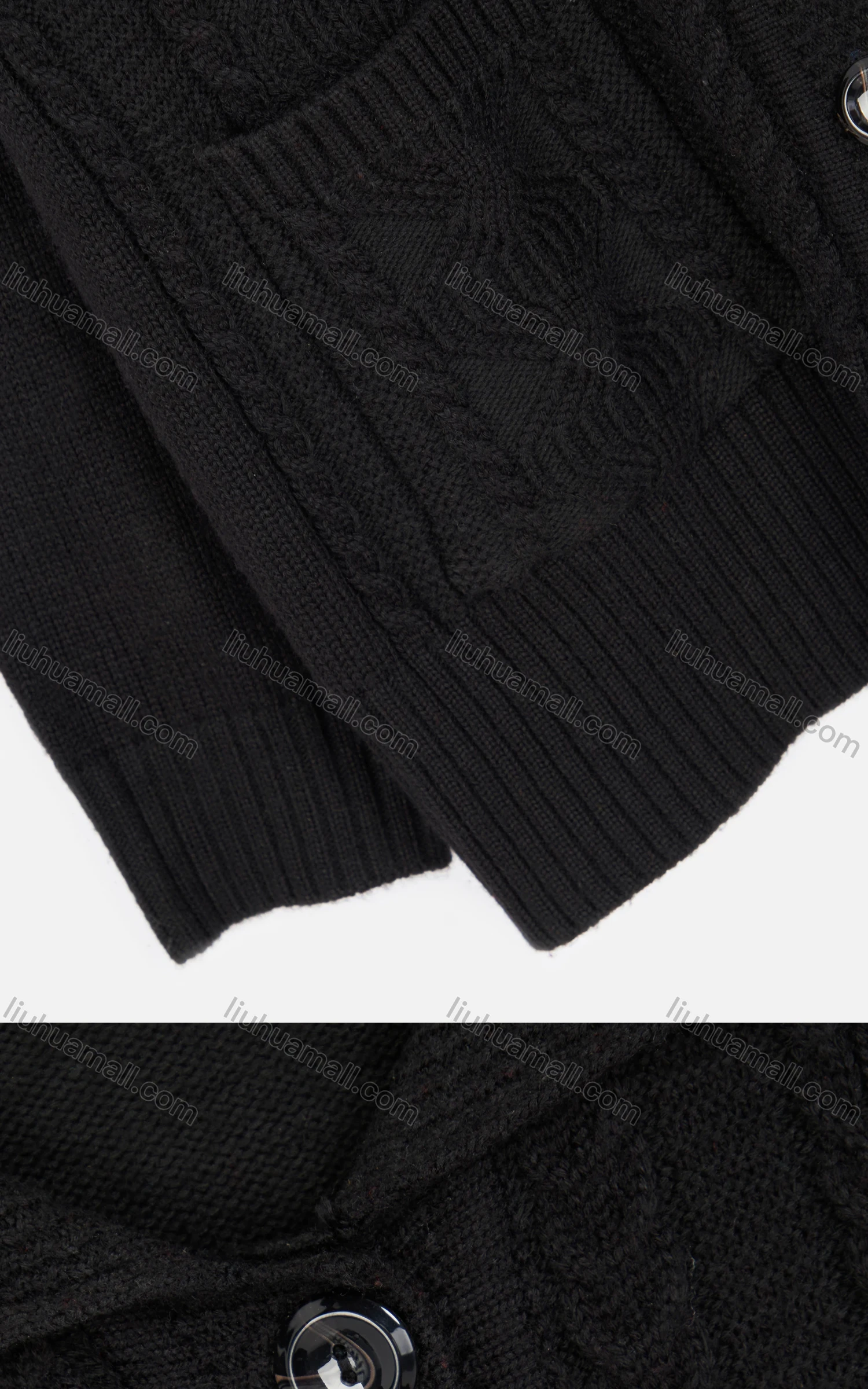 Wholesale Women's Plain Collared Button Open Front Long Sleeve Cable Knit Dual Pockets Jacket 3689# - Liuhuamall