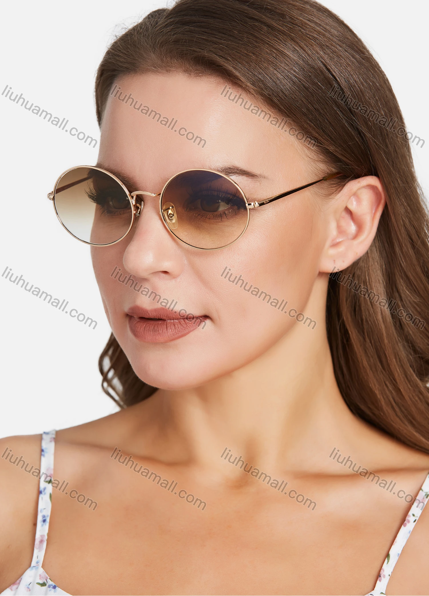 Wholesale Metal Round Frame Ombre Lenses Sunglasses - Liuhuamall