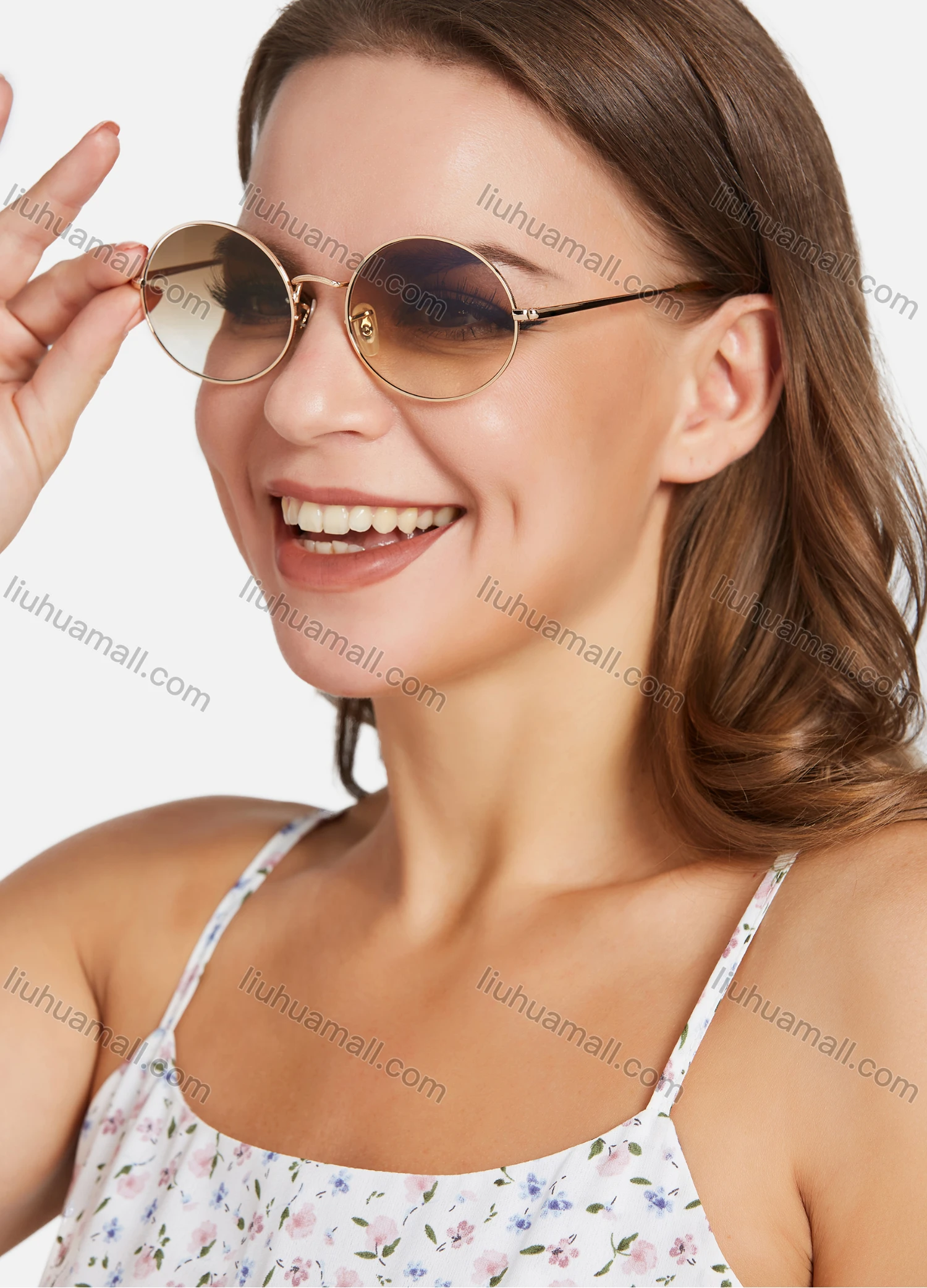 Wholesale Metal Round Frame Ombre Lenses Sunglasses - Liuhuamall