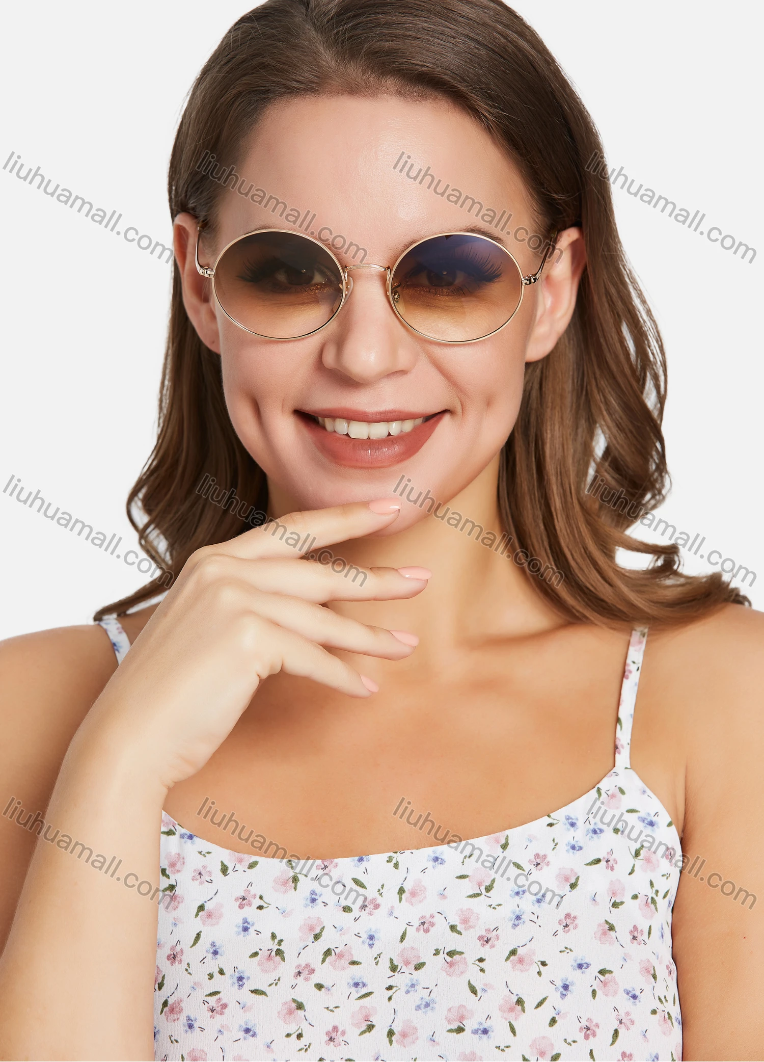 Wholesale Metal Round Frame Ombre Lenses Sunglasses - Liuhuamall