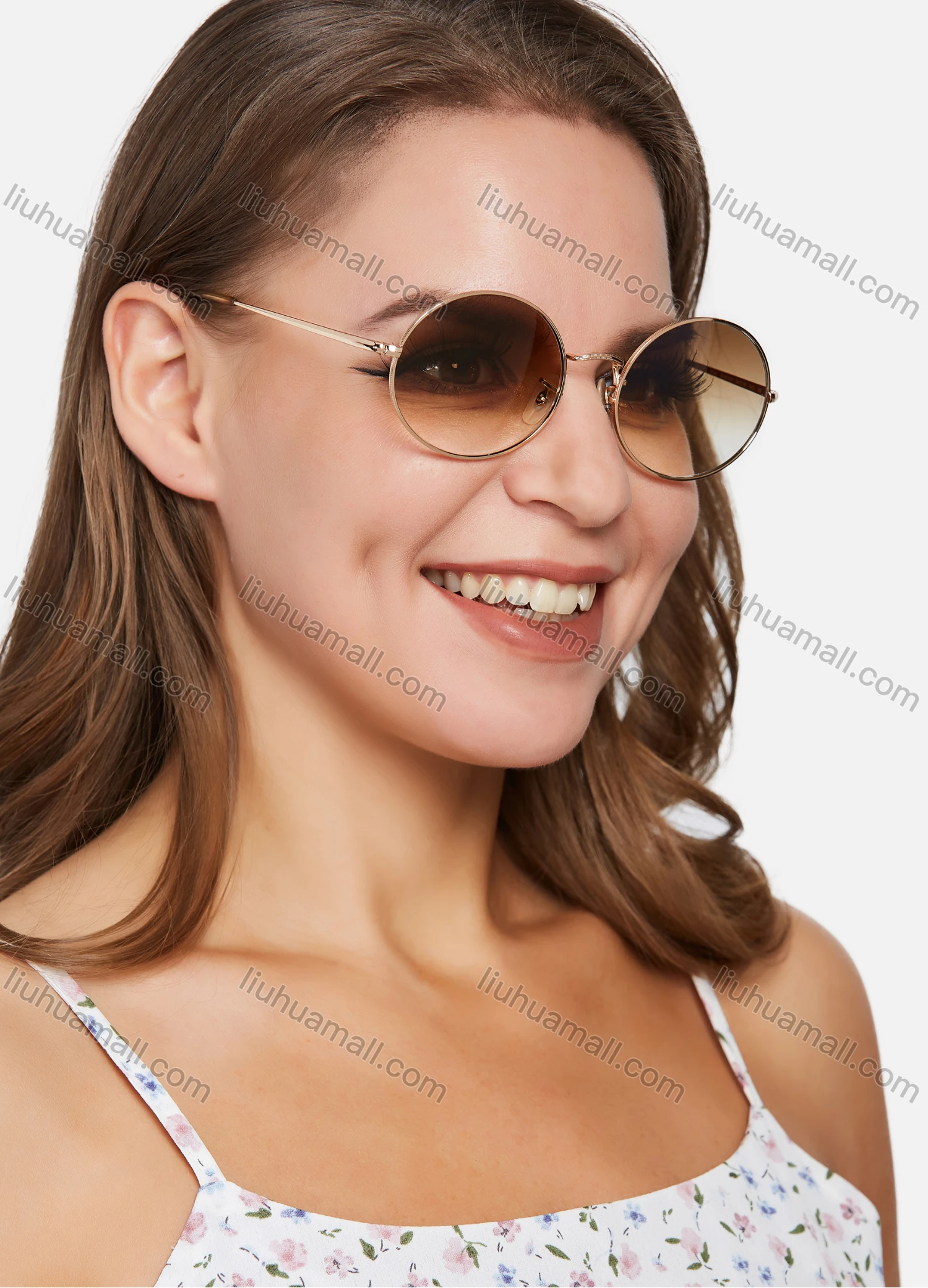 Wholesale Metal Round Frame Ombre Lenses Sunglasses - Liuhuamall