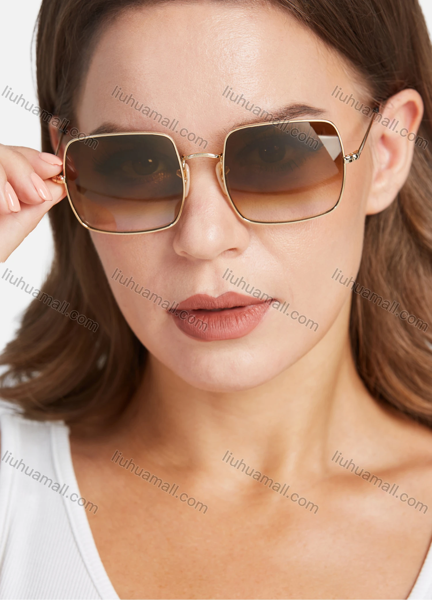 Wholesale Classic Metal Square Frame Ombre Lenses Sunglasses - Liuhuamall