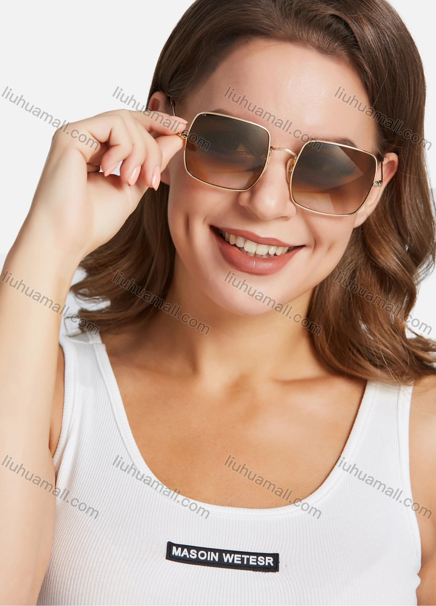Wholesale Classic Metal Square Frame Ombre Lenses Sunglasses - Liuhuamall