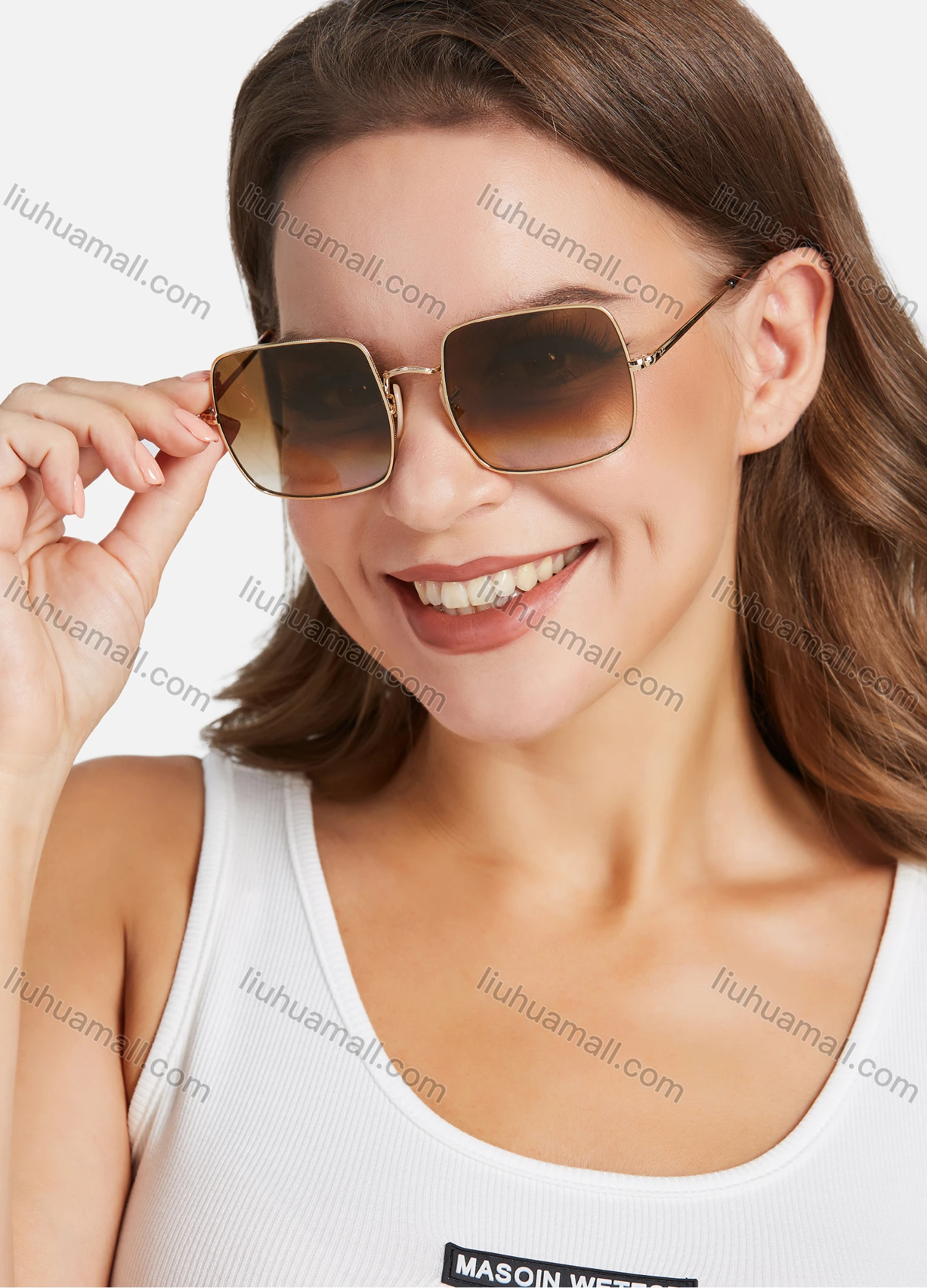 Wholesale Classic Metal Square Frame Ombre Lenses Sunglasses - Liuhuamall