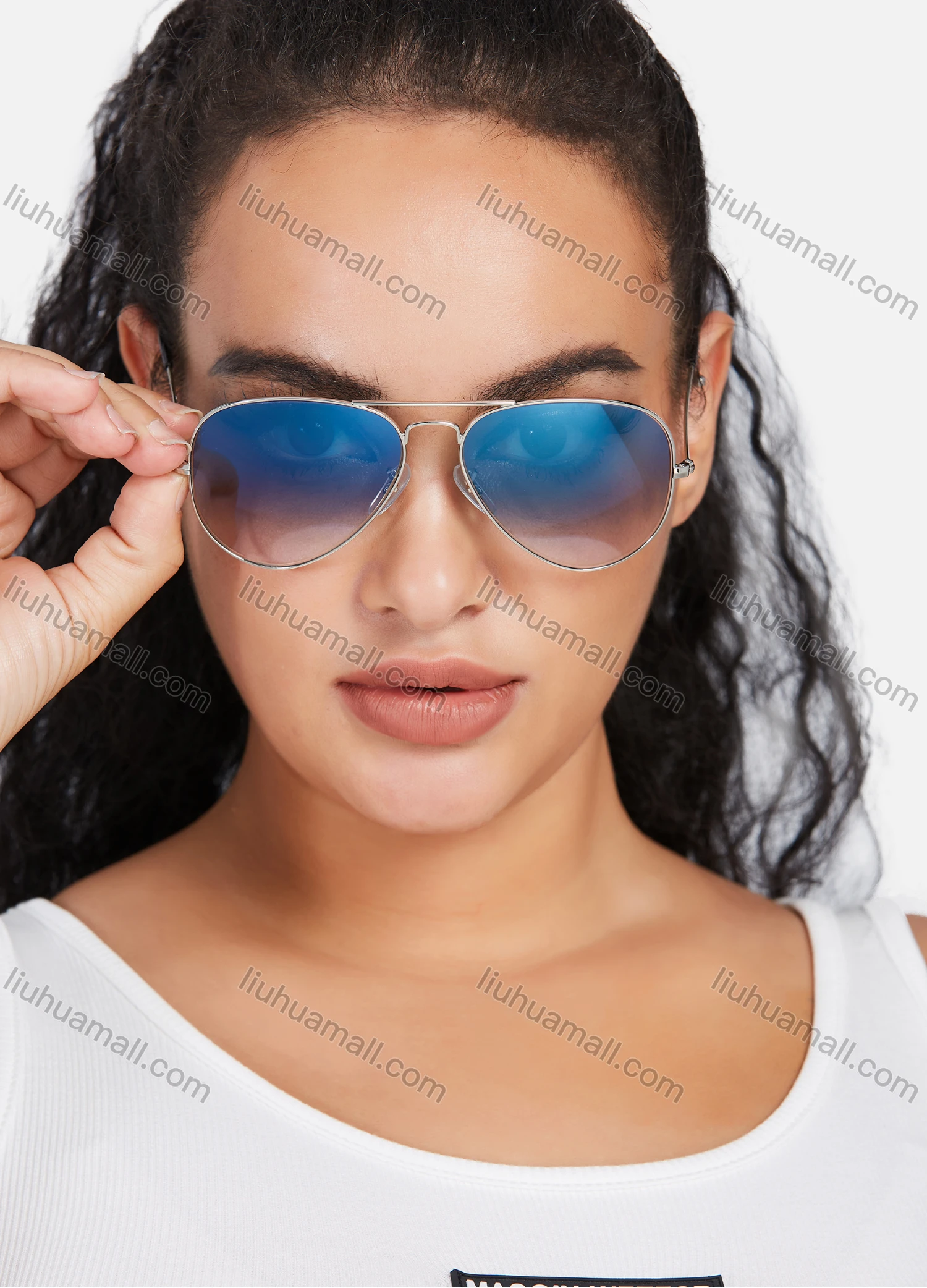 Wholesale Metal Flash Lenses Gradient Aviator Sunglass - Liuhuamall