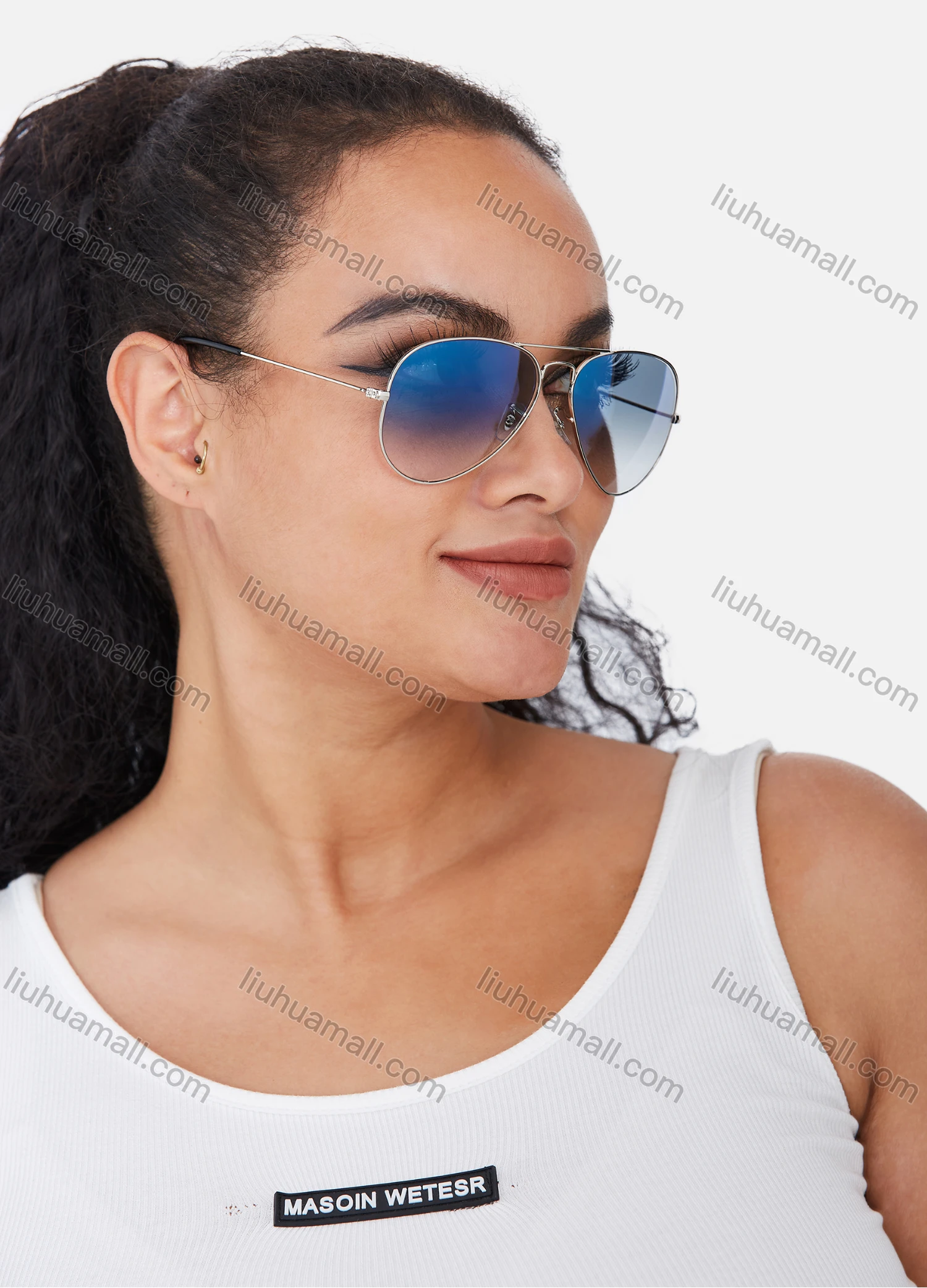 Wholesale Metal Flash Lenses Gradient Aviator Sunglass - Liuhuamall