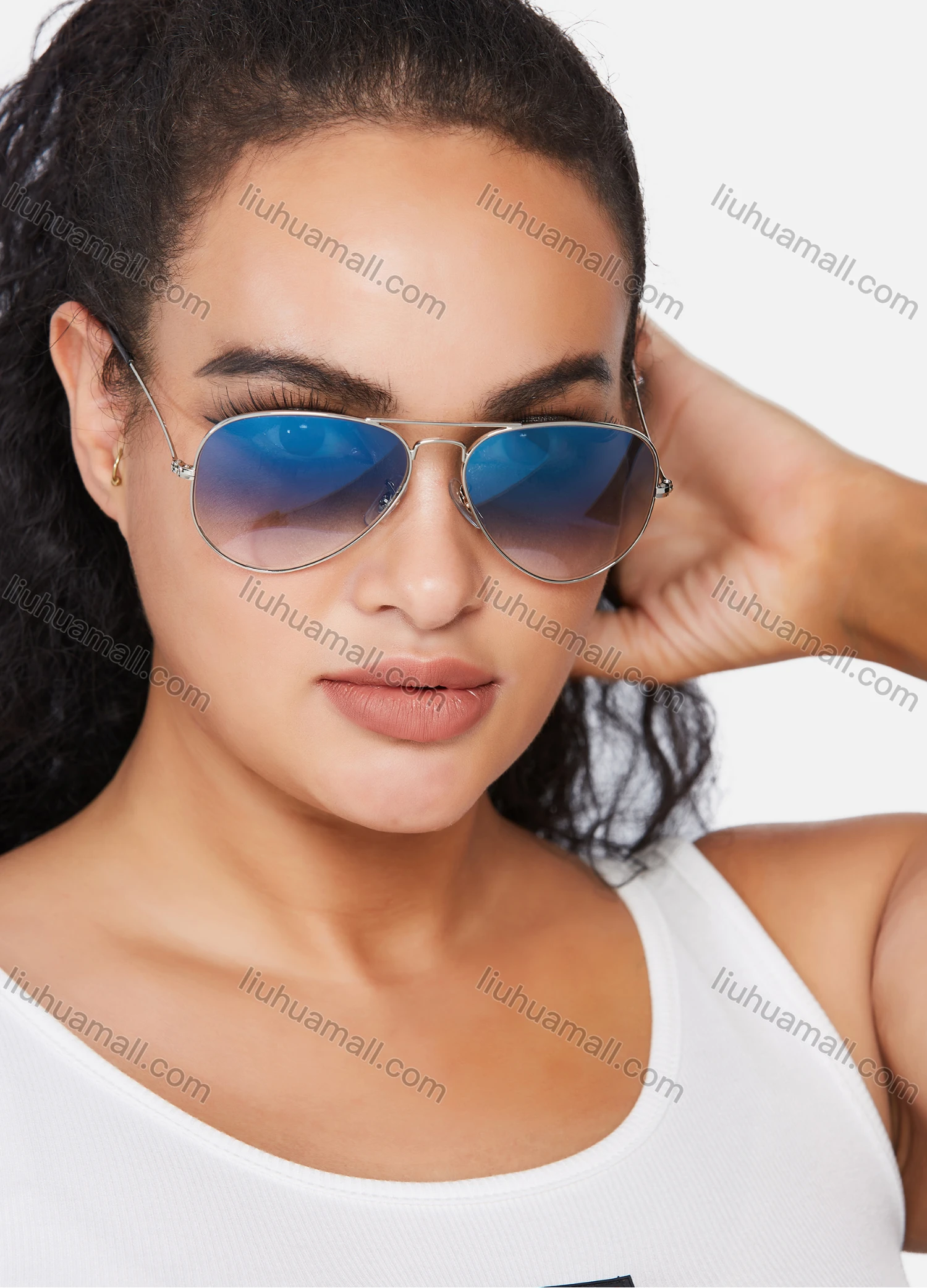 Wholesale Metal Flash Lenses Gradient Aviator Sunglass - Liuhuamall