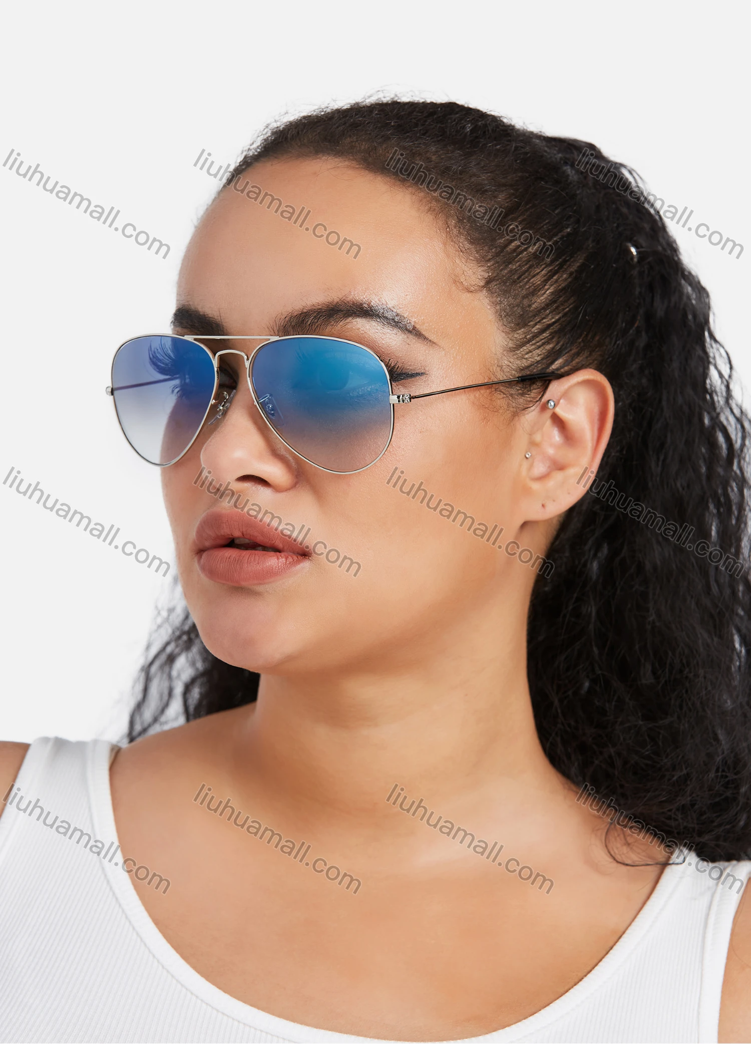 Wholesale Metal Flash Lenses Gradient Aviator Sunglass - Liuhuamall