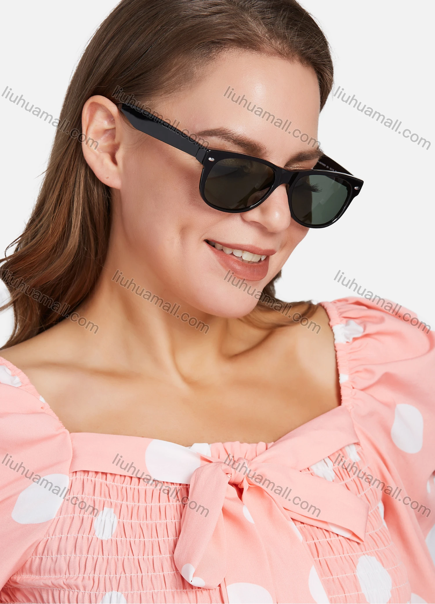 Wholesale Polished Black Solid Lenses Wayfarer Sunglasses - Liuhuamall