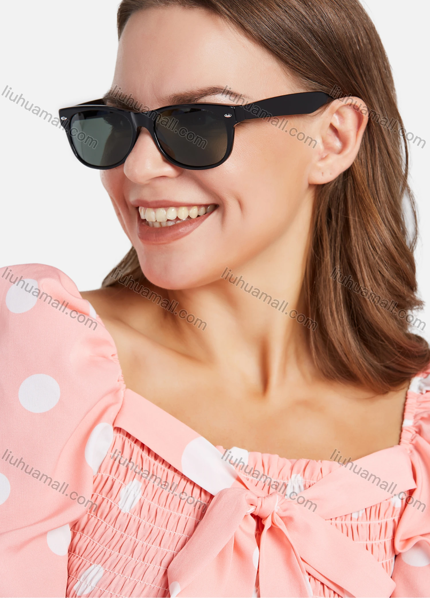 Wholesale Polished Black Solid Lenses Wayfarer Sunglasses - Liuhuamall