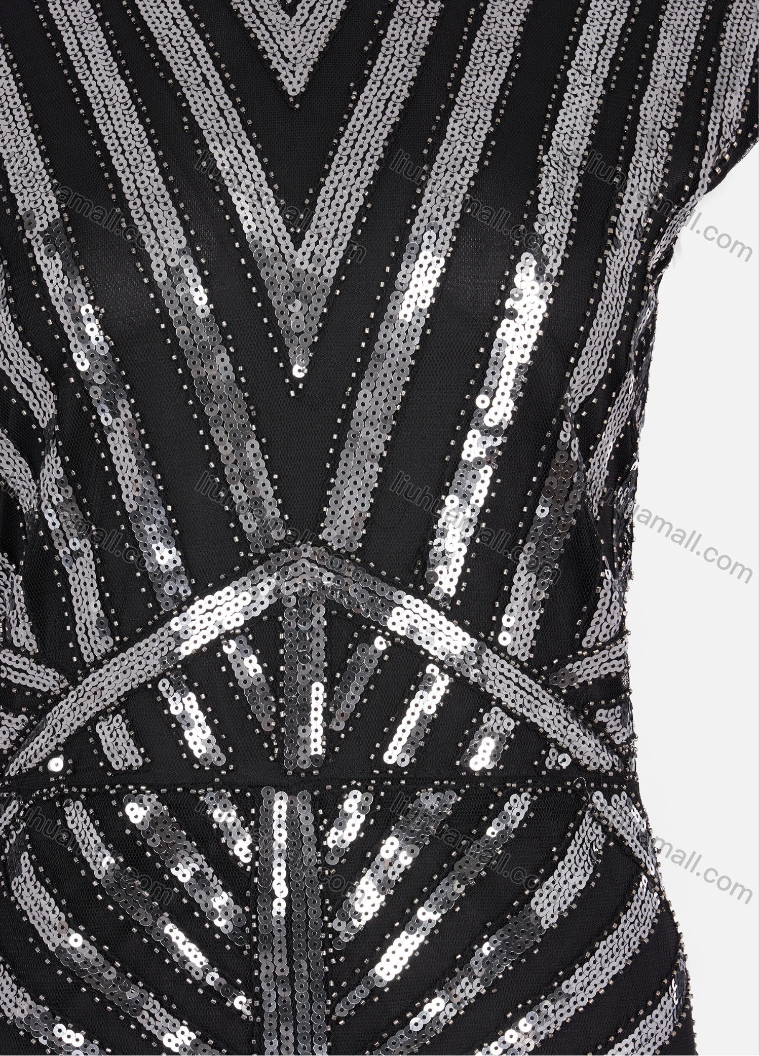 Wholesale Women's Elegant Short Sleeve Back V Neck Mesh Sequin Maxi Ballgown 3012# - Liuhuamall