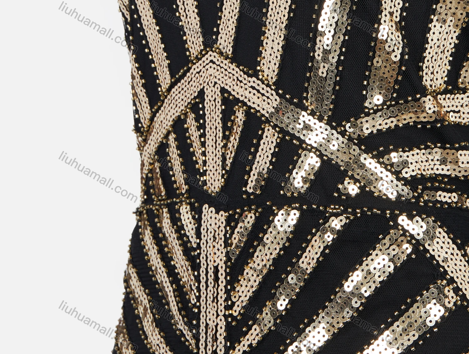 Wholesale Women's Elegant Short Sleeve Back V Neck Mesh Sequin Maxi Ballgown 3012# - Liuhuamall