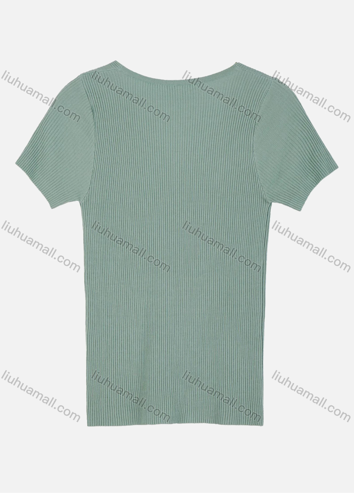 Wholesale Women's Ice Silk Plain V Neck Short Sleeve French Rib Knit Top 2077# - Liuhuamall