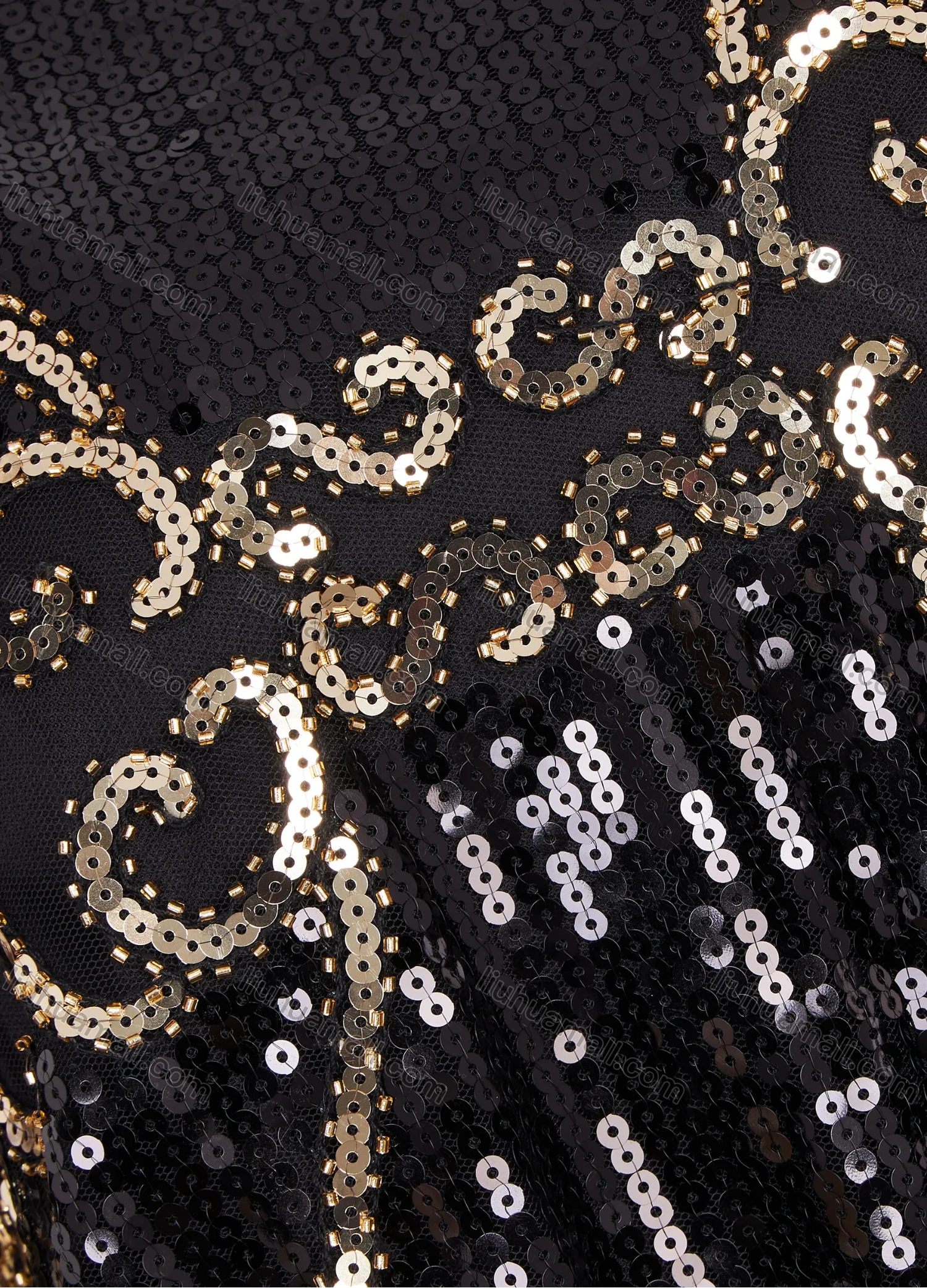 Wholesale Women's Fashion Round Neck Butterfly Sleeve Mesh Sequin Cocktail Dress 99029# - Liuhuamall