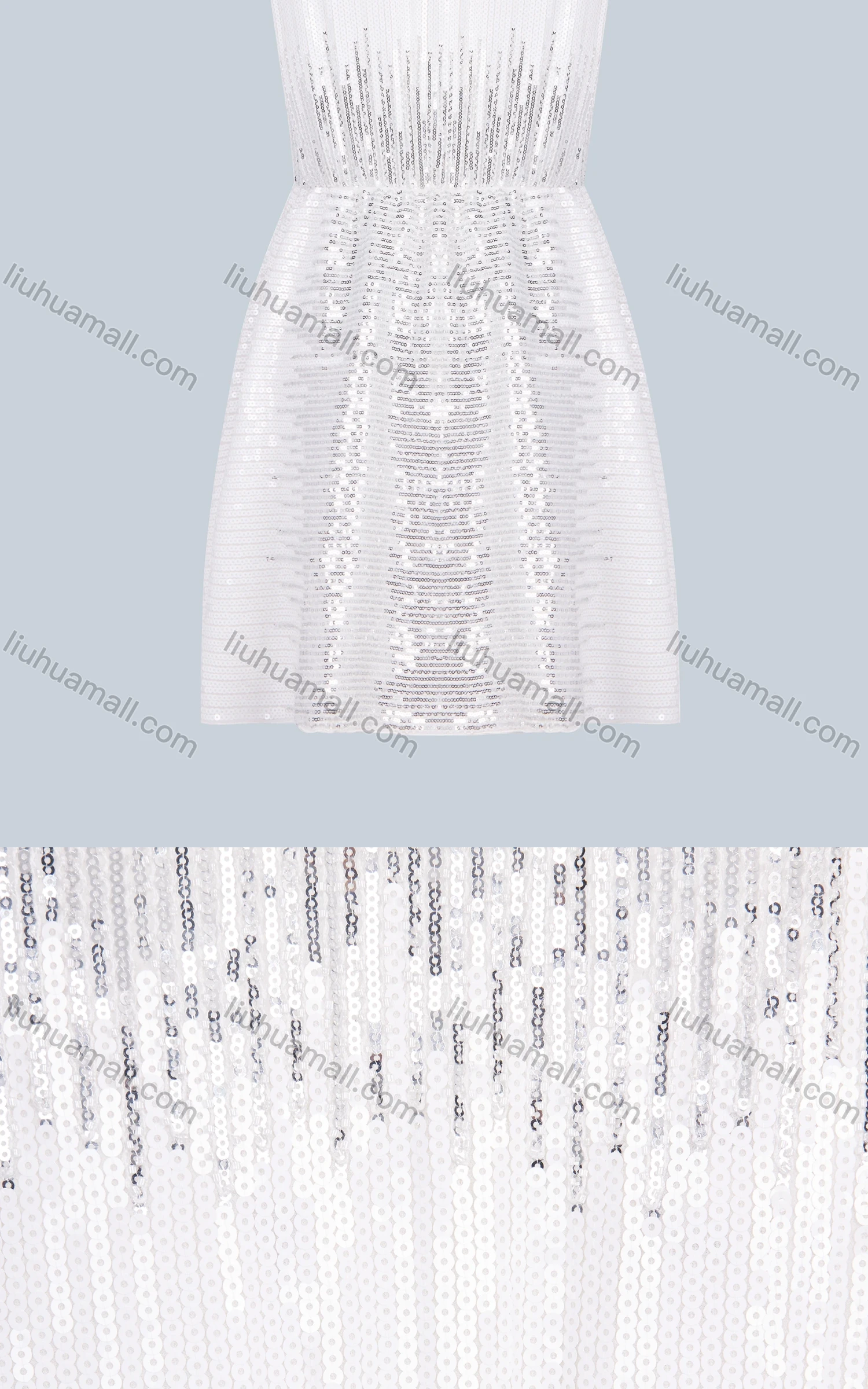 Wholesale Women's Fashion V Neck Sleeveless Sequin Short Cocktail Dress 8808# - Liuhuamall