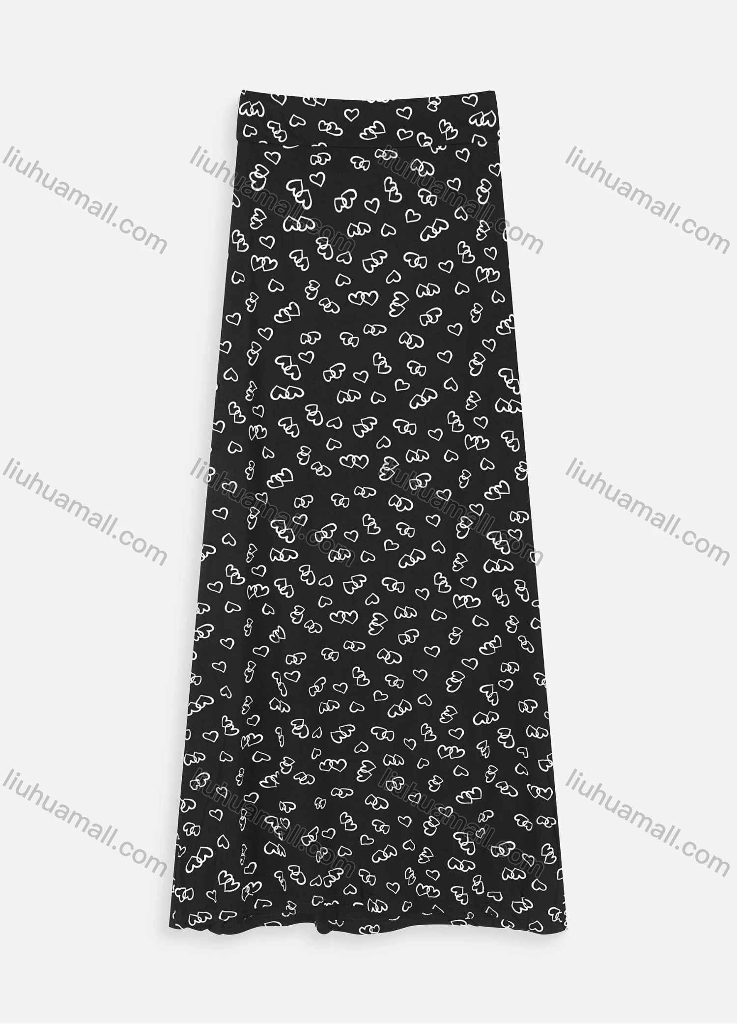 Wholesale Women's Casual Heart Print A-line Maxi Skirts 1135# - Liuhuamall