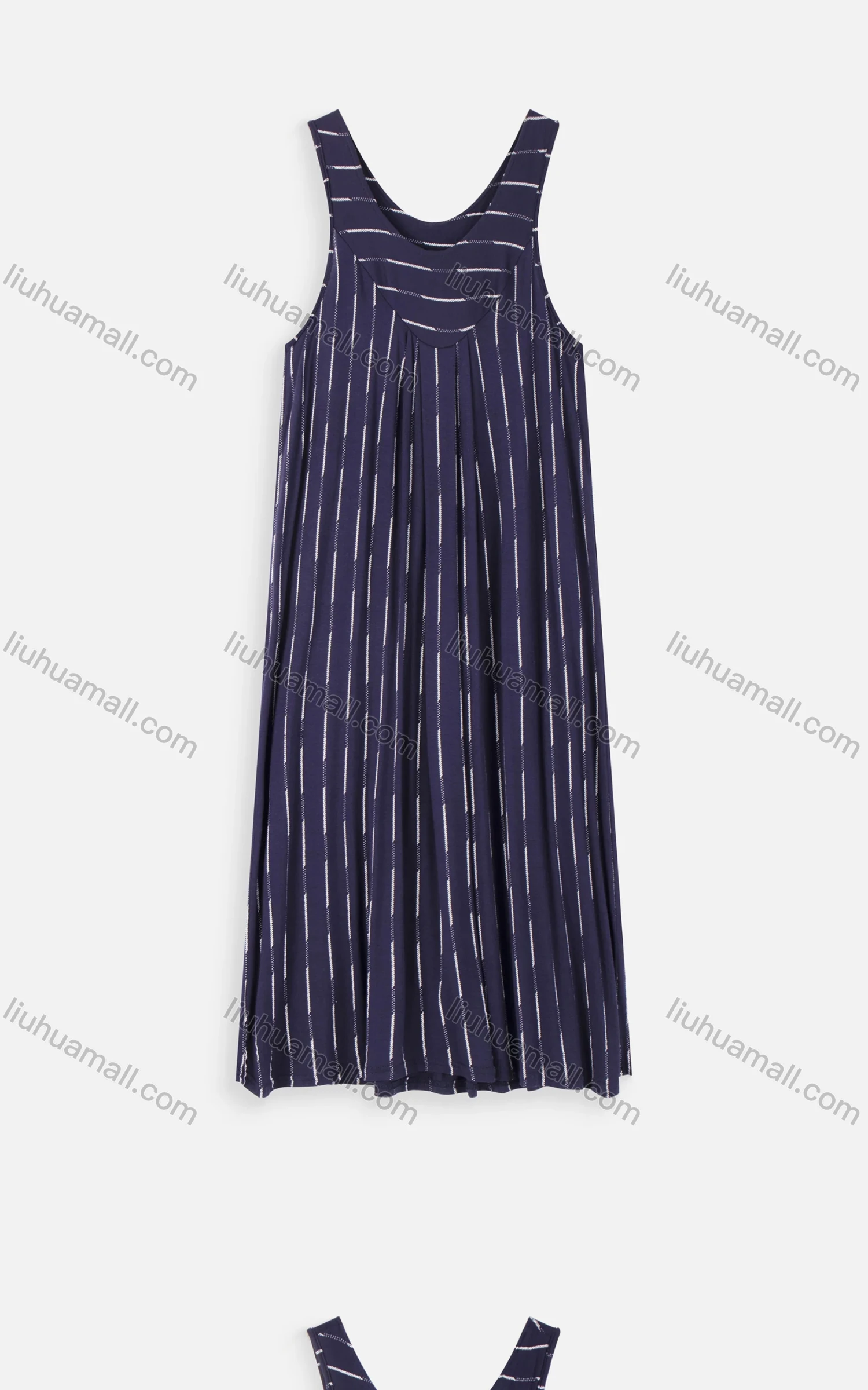 Wholesale Women's Casual Sleeveless Ruched Hem Striped Maxi Tank Dress 1457# - Liuhuamall